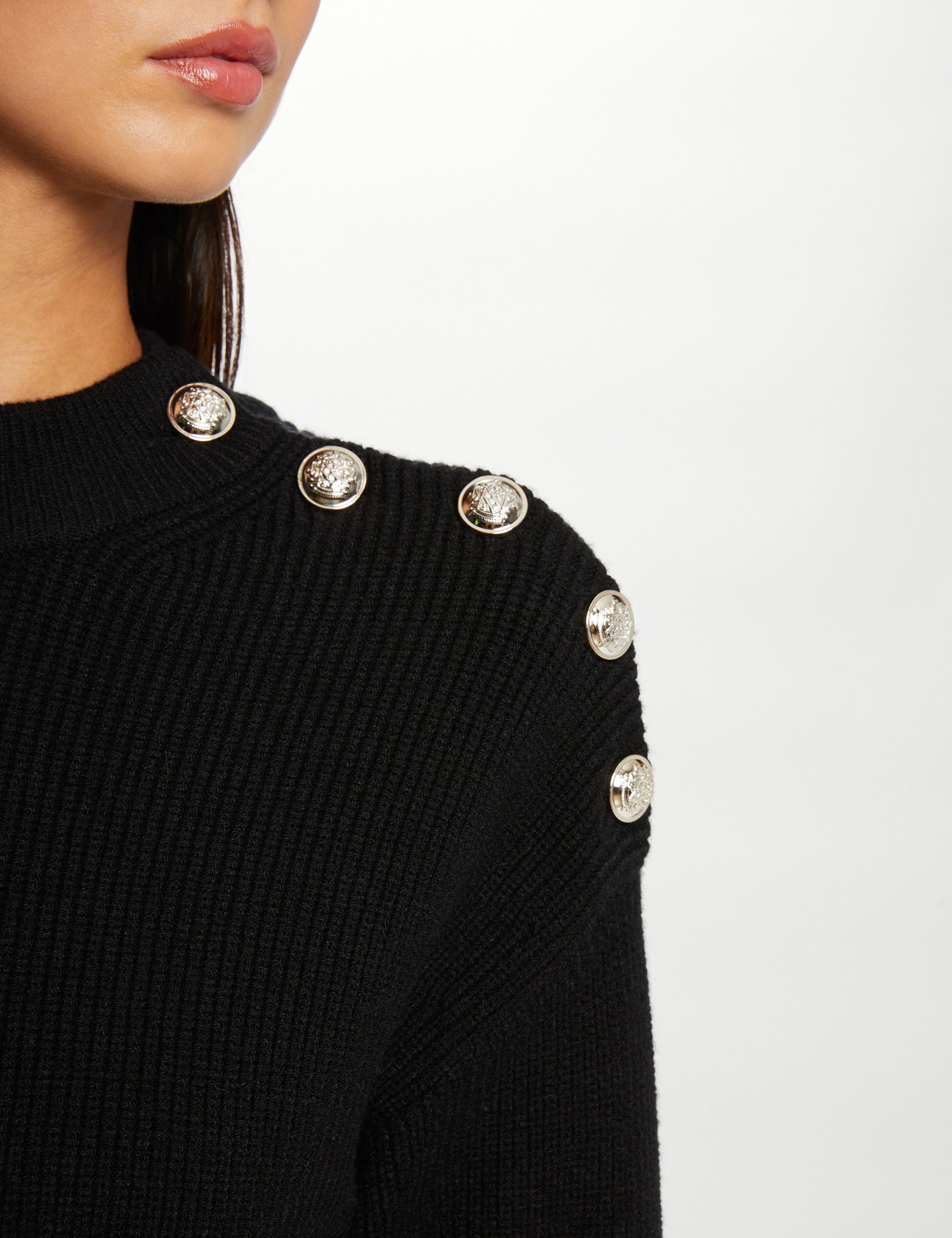 robe pull ajustee avec boutons noir femme Robe pull ajustée avec boutons noir femme