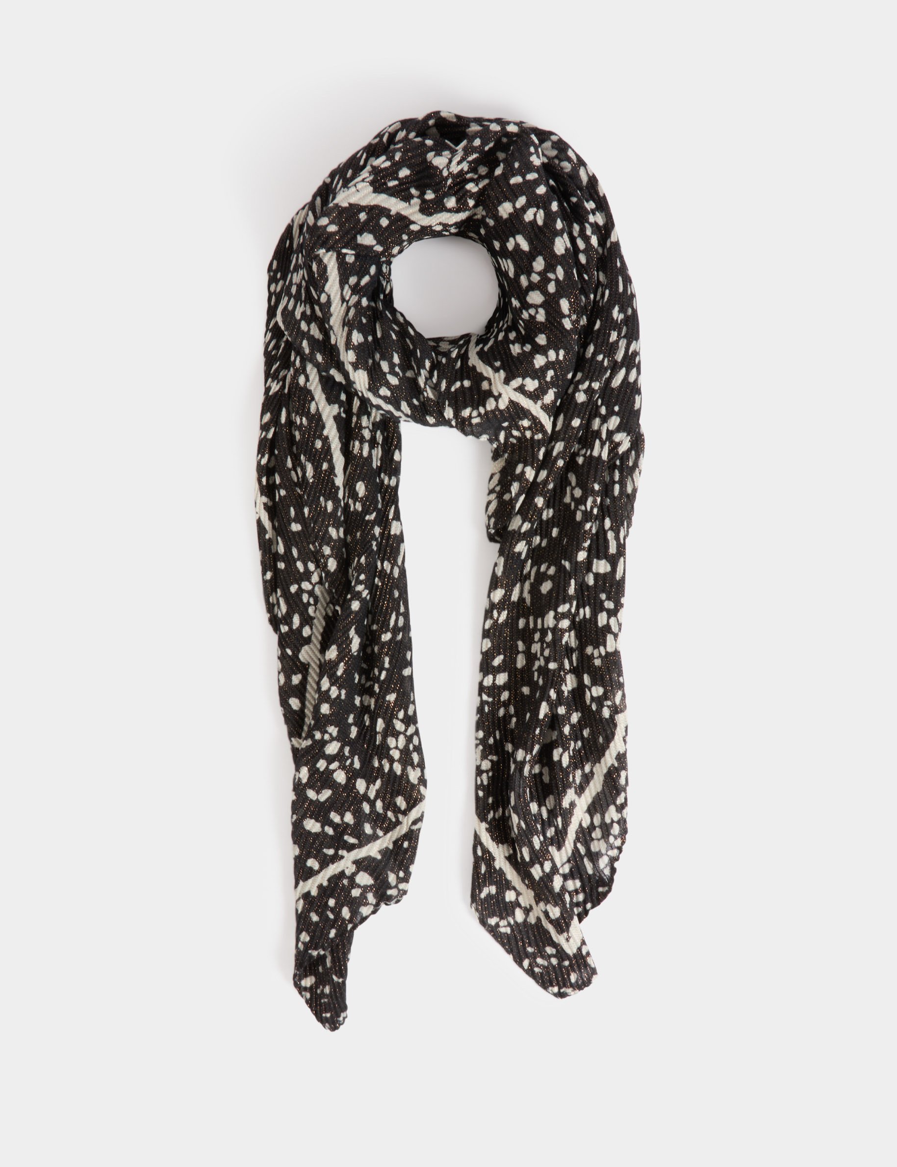 foulard plisse a pois noir femme Foulard plissé à pois noir femme