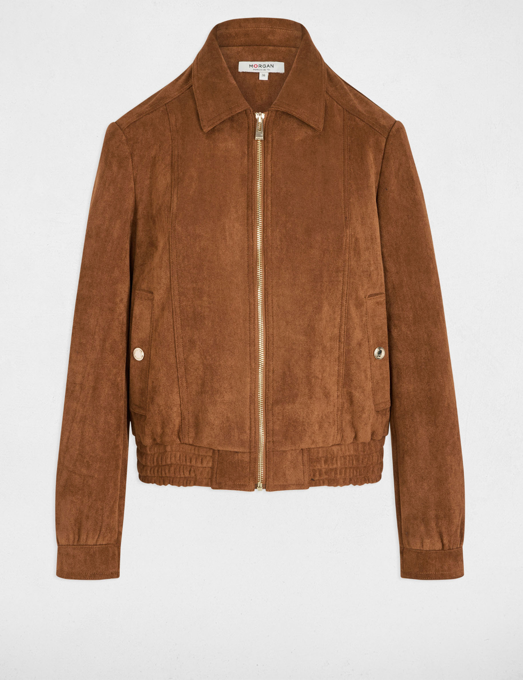 blouson suedine marron cognac femme Blouson suédine marron cognac femme