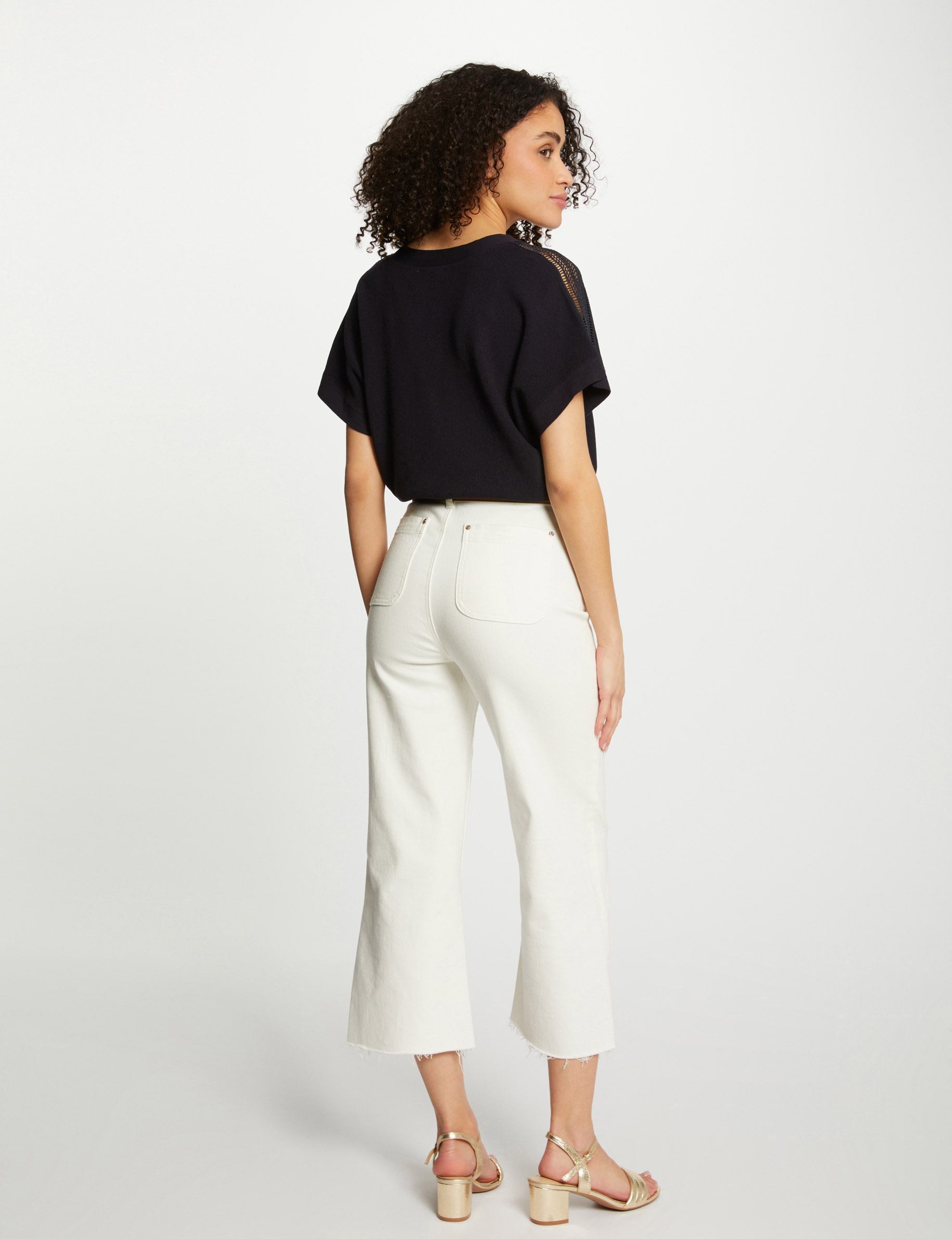 pull col en v manches courtes marine femme Pull col en V manches courtes marine femme