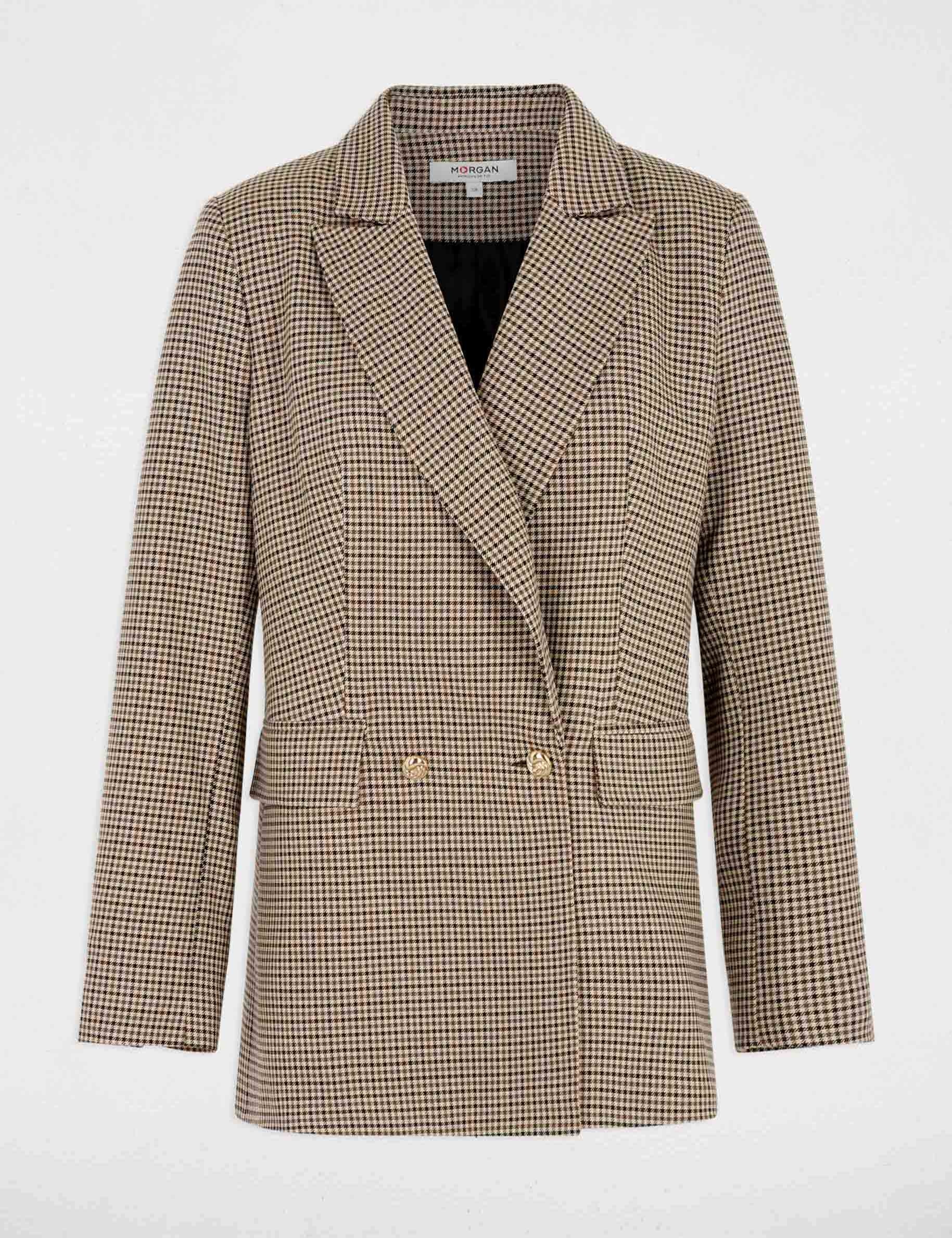 Blazer droit col tailleur marron femme