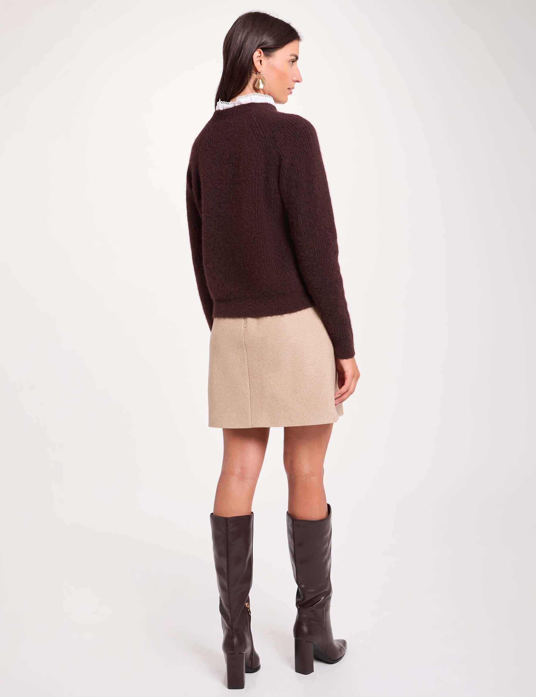 Jupe courte beige moyen femme