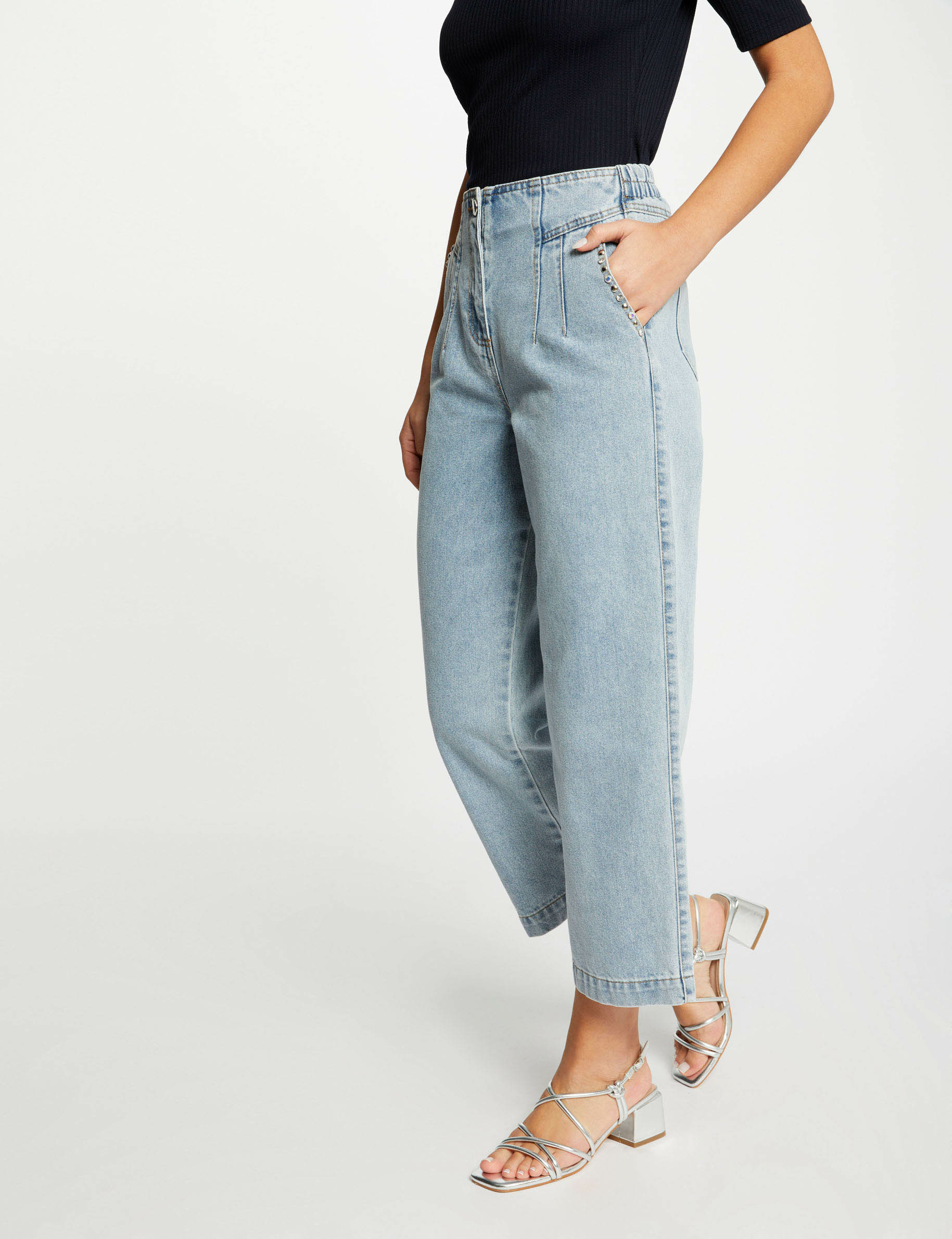 jeans large 78eme clous jean bleached femme Jeans large 7/8ème clous jean bleached femme