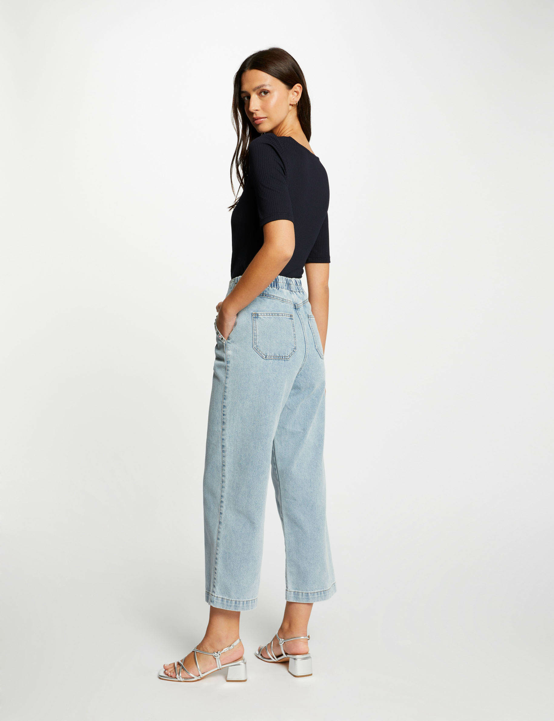 jeans large 78eme clous jean bleached femme Jeans large 7/8ème clous jean bleached femme