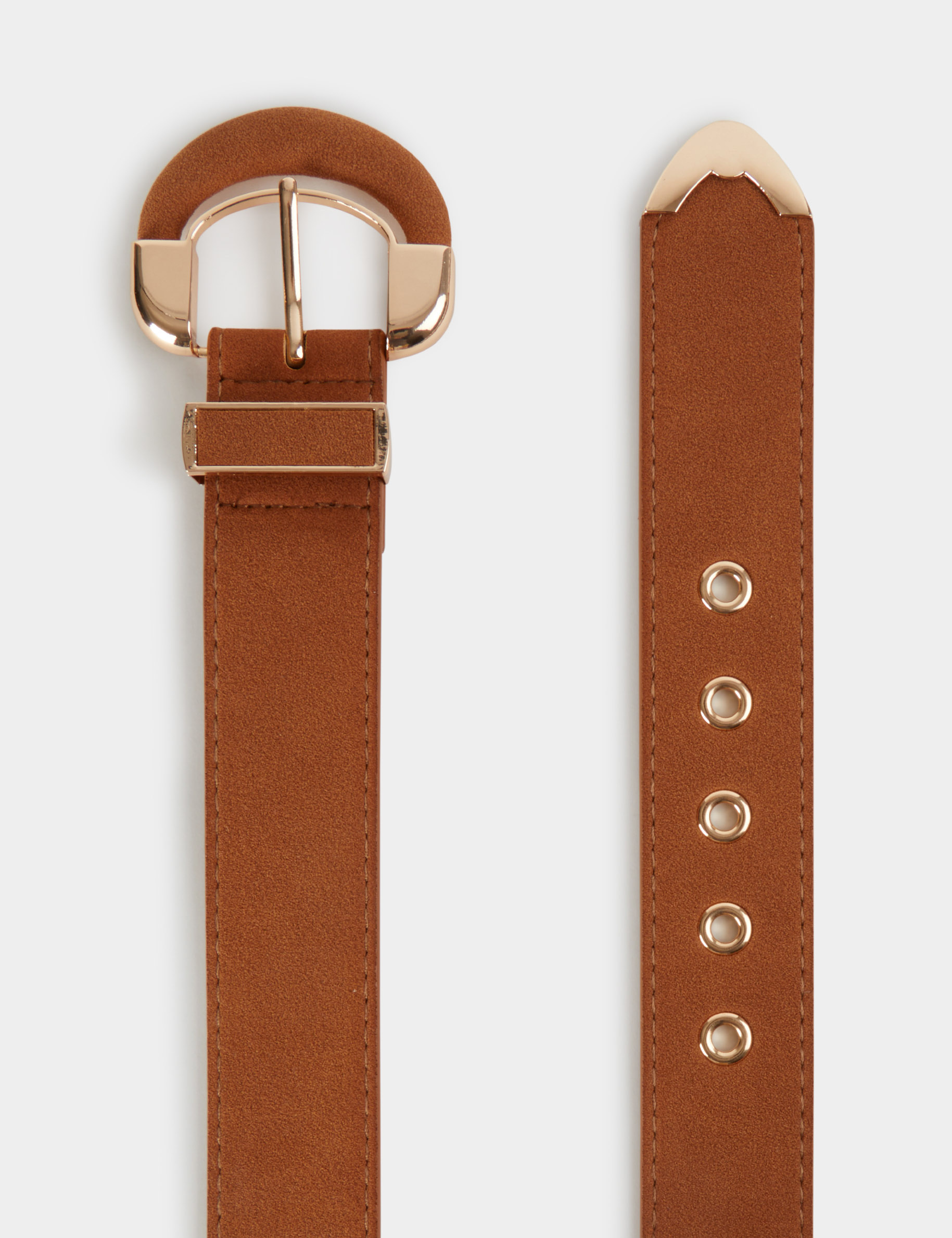 Ceinture large su&eacute;dine camel femme