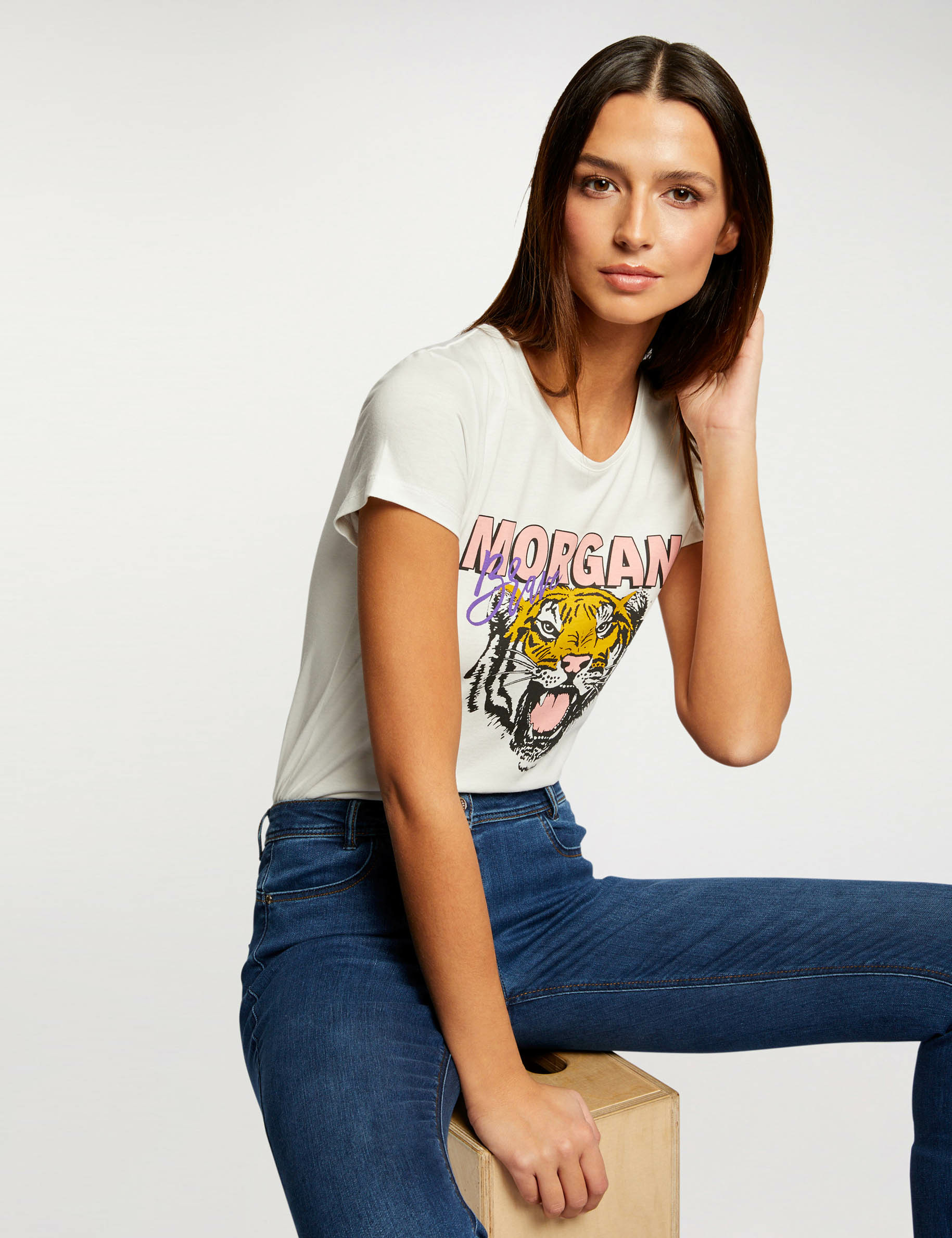 T-shirt à manches courtes ecru femme T-shirt à manches courtes ecru femme