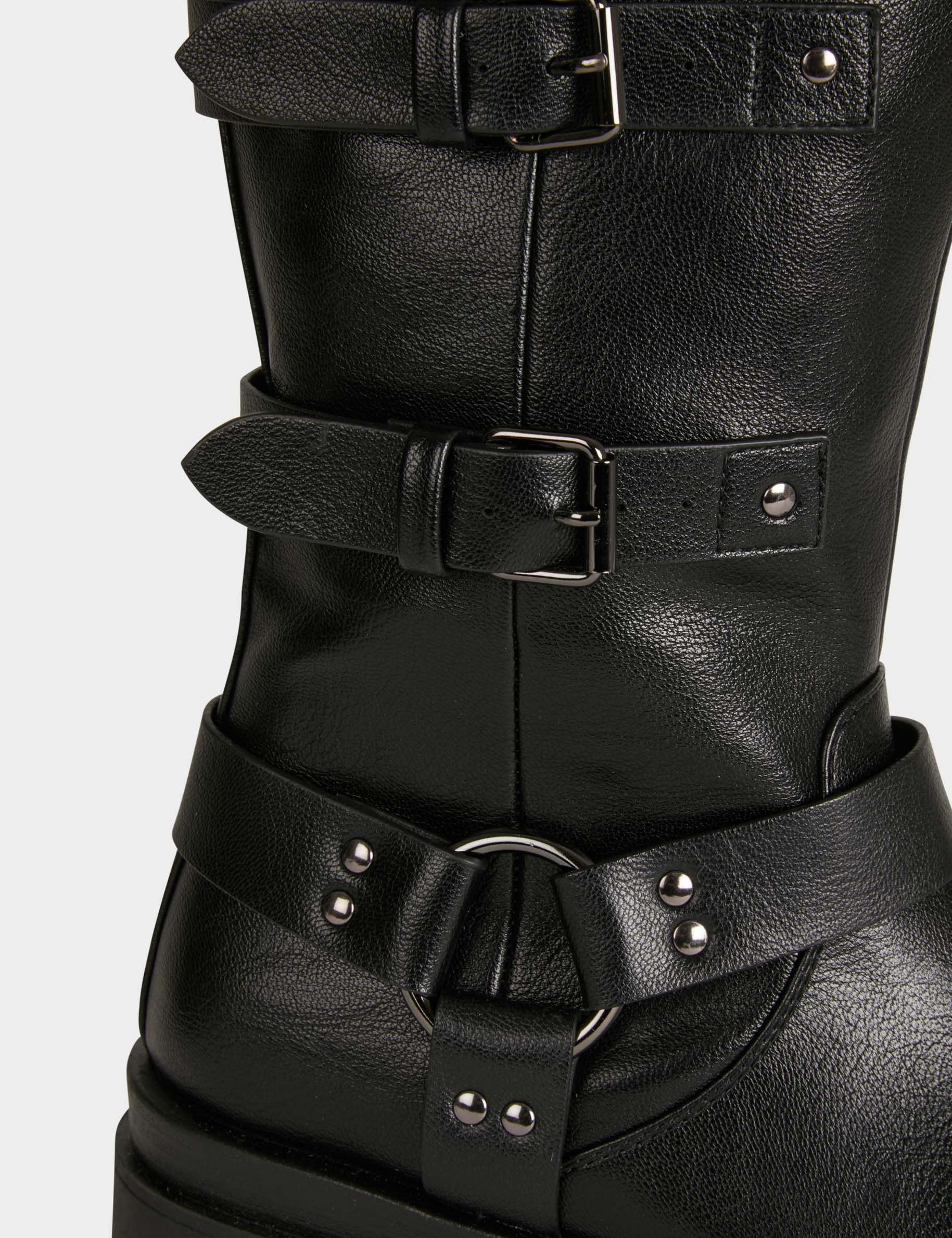 Bottines plates avec brides noir femme