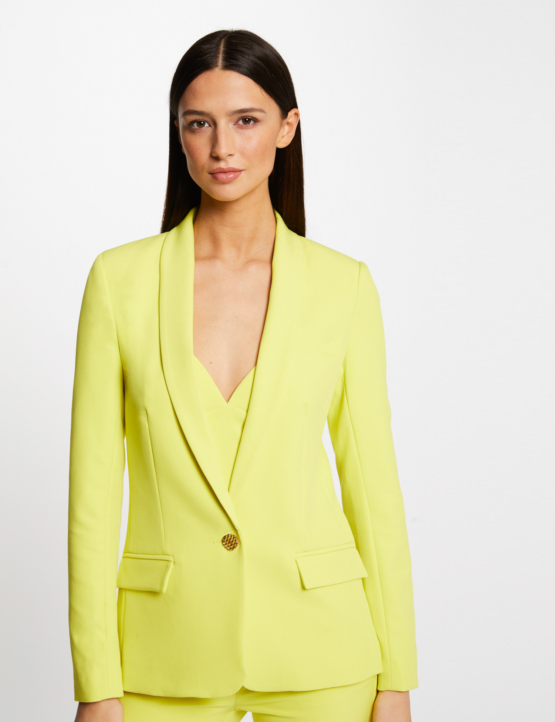 Veste cintrée boutonnée jaune femme Veste cintrée boutonnée jaune femme