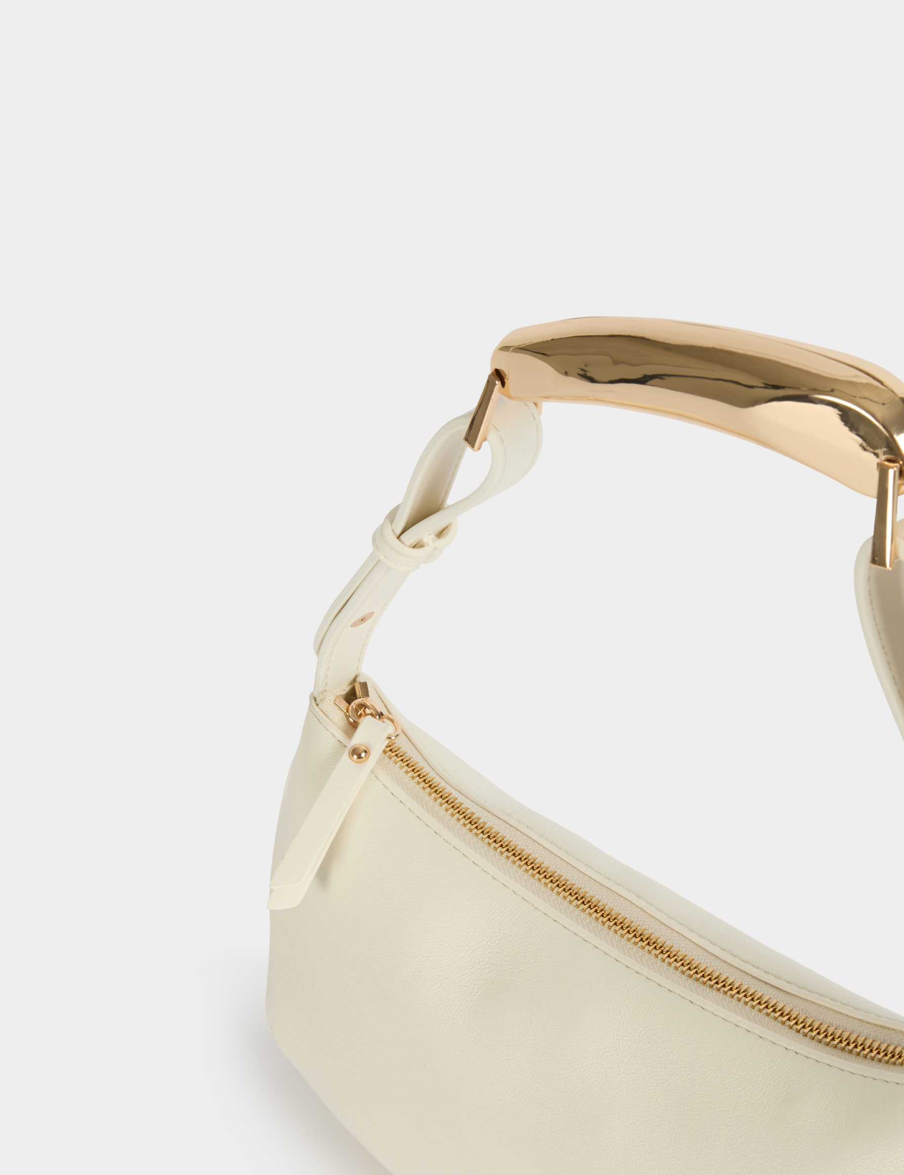 Sac anse m&eacute;tallique blanc femme