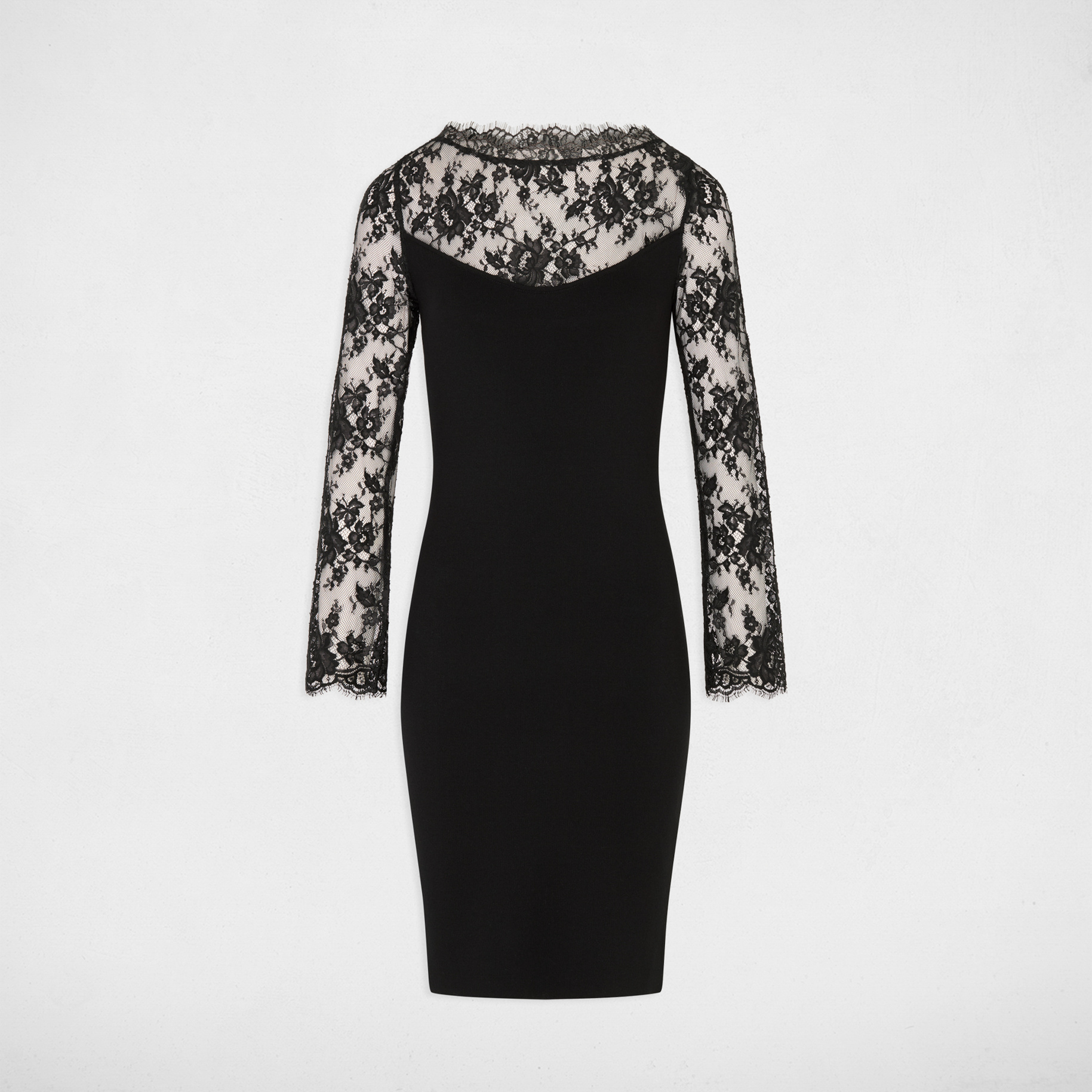 Robe tricot dentelle noir femme