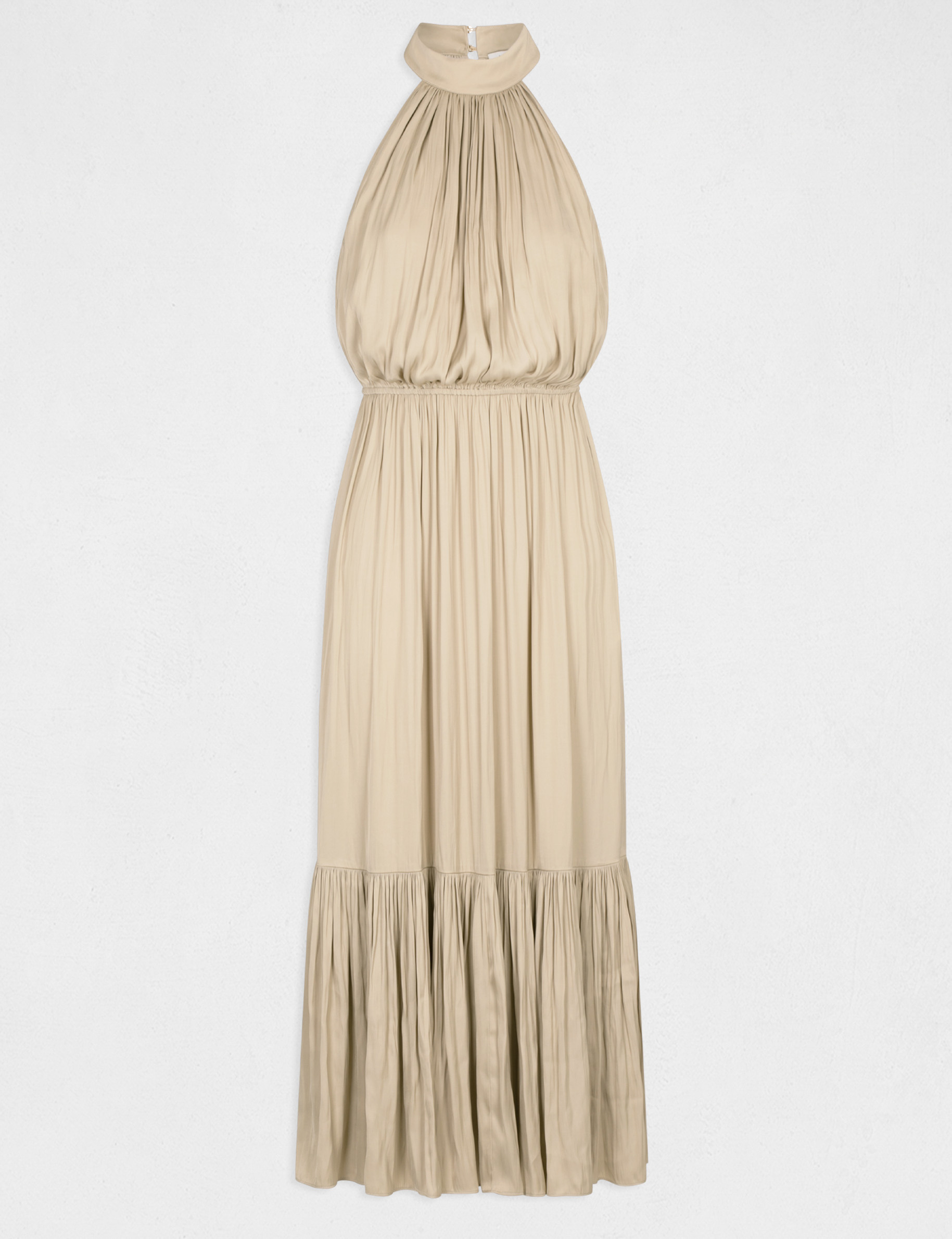 Robe longue évasée fluide sable femme Robe longue évasée fluide sable femme