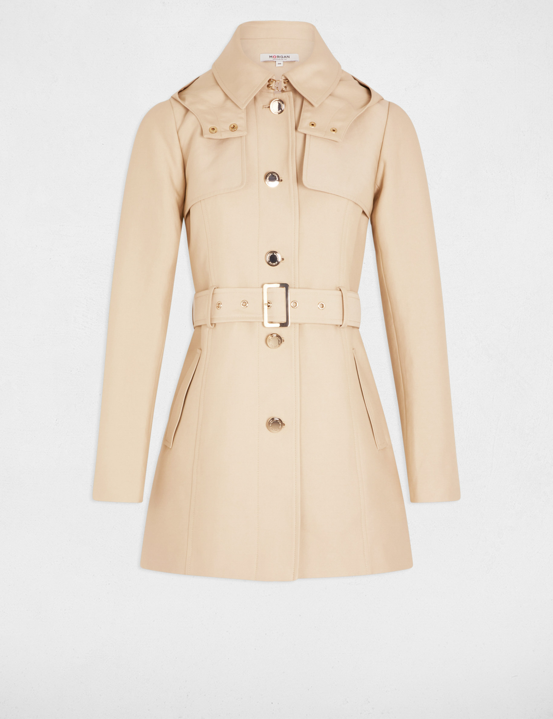 trench mi long ceinture sable femme Trench mi-long ceinturé sable femme