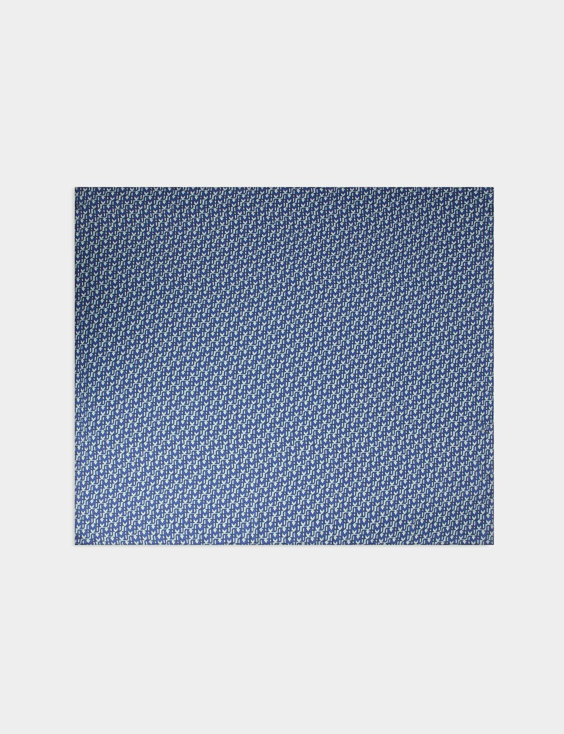 foulard satin imprime bleu femme Foulard satin imprimé bleu femme