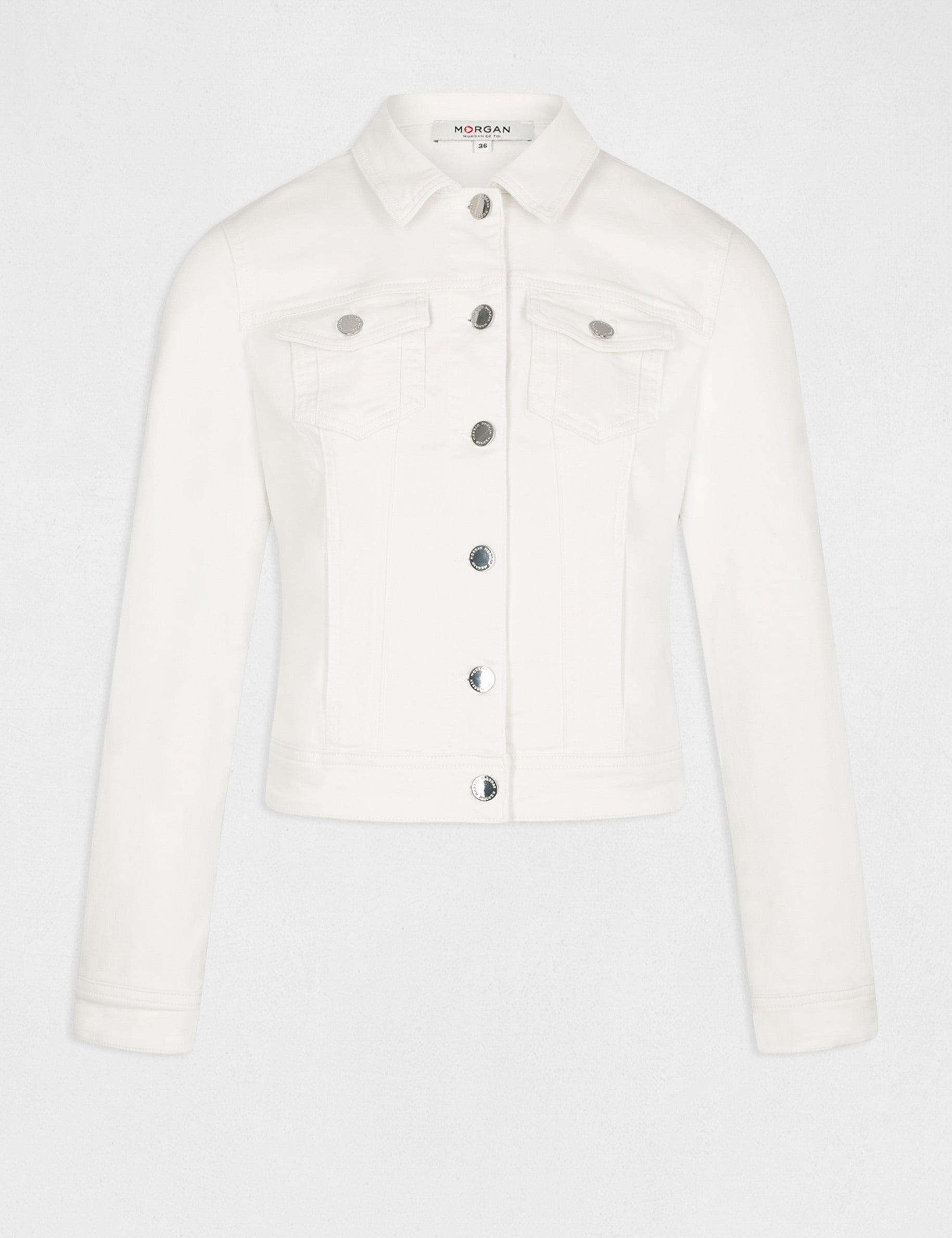 Veste jean droite ivoire femme