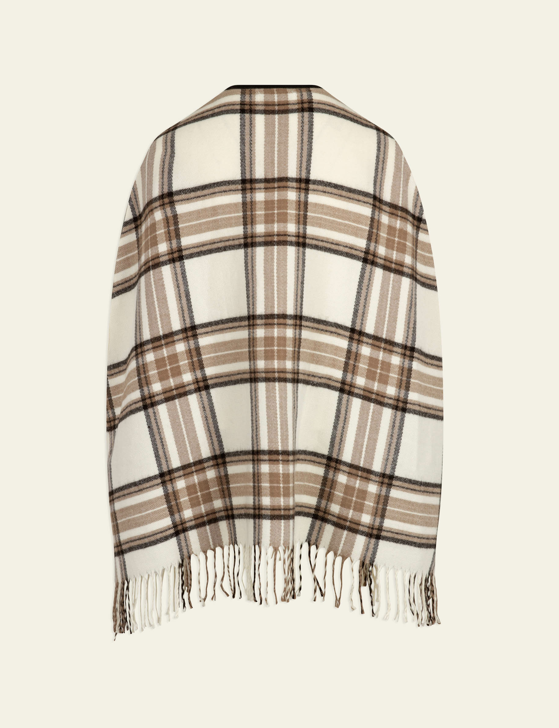 Poncho imprimé carreaux ivoire femme Poncho imprimé carreaux ivoire femme