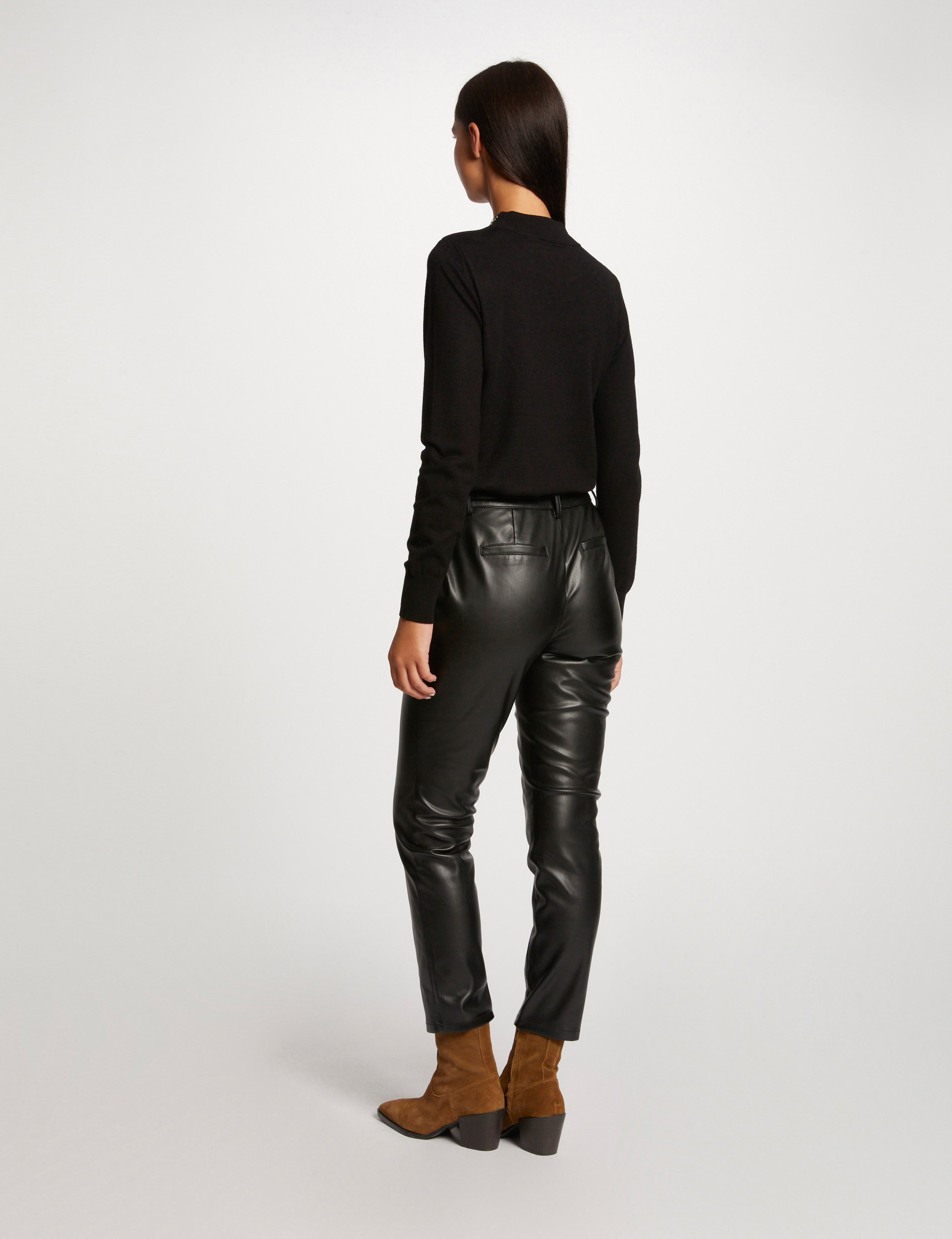Pull manches longues détail zippé noir femme