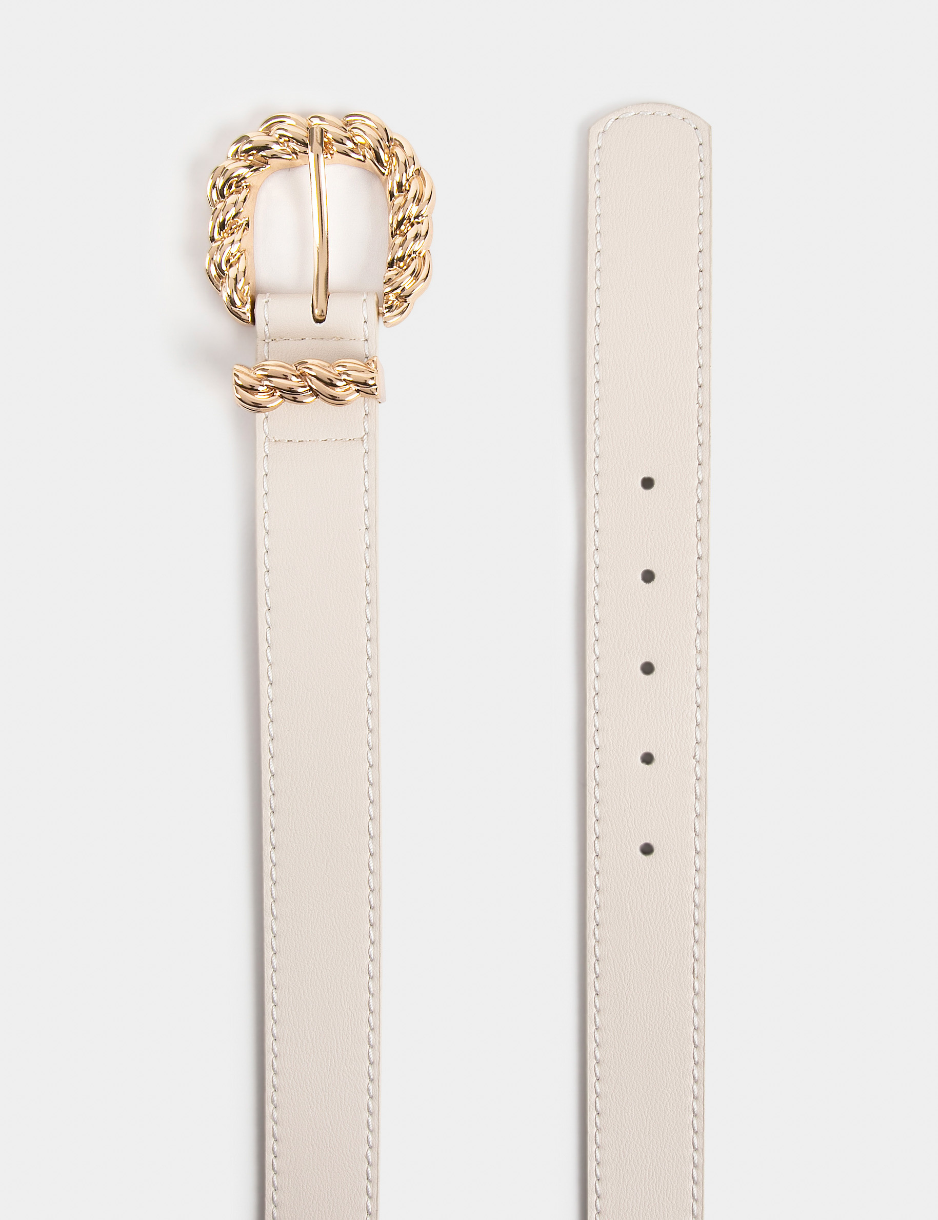 Ceinture Femme Bohème En Cuir Torsadé - Noire Avec Maillon Coeur Doré - Taille Ajustable