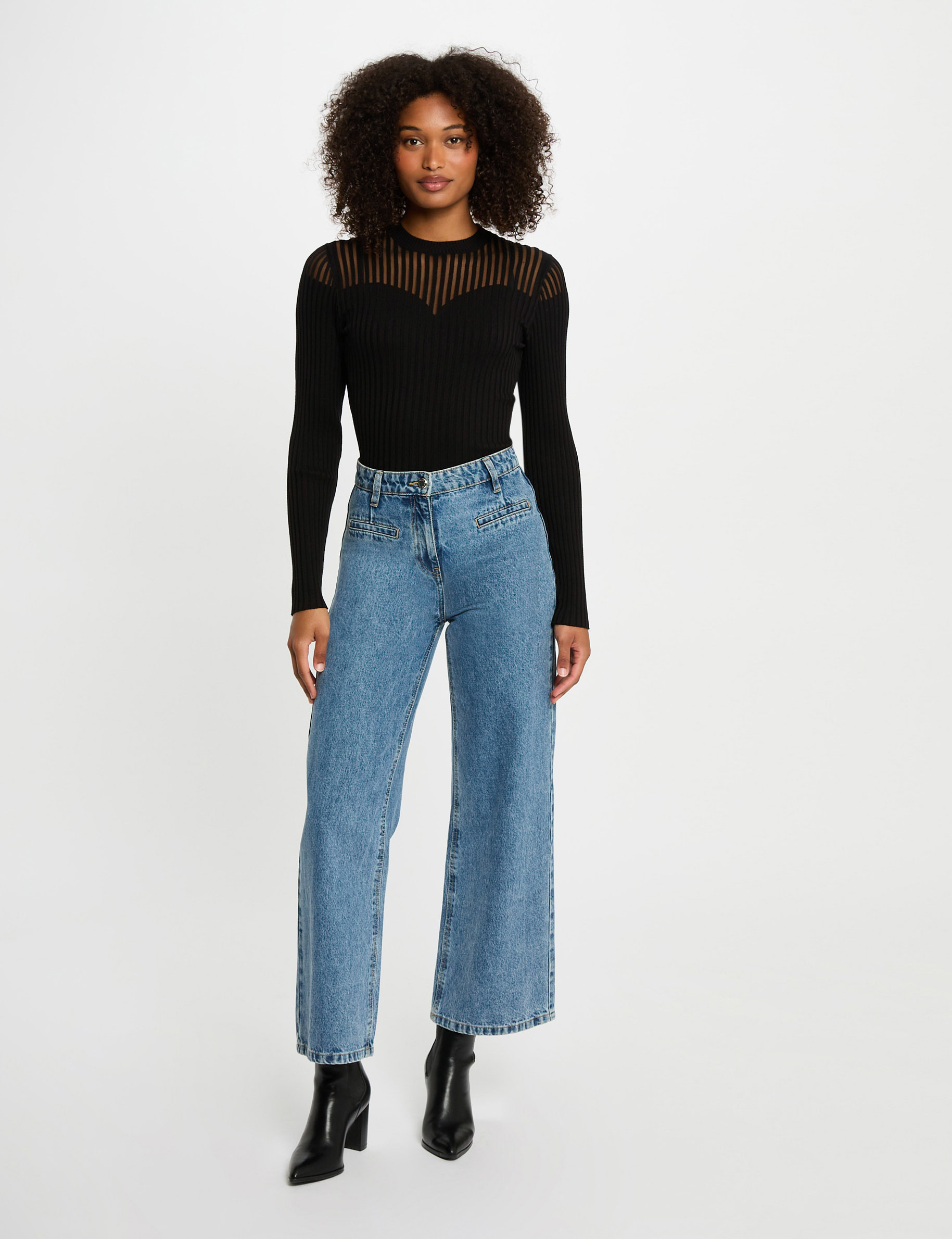 Pull noir cintr&eacute; noir femme