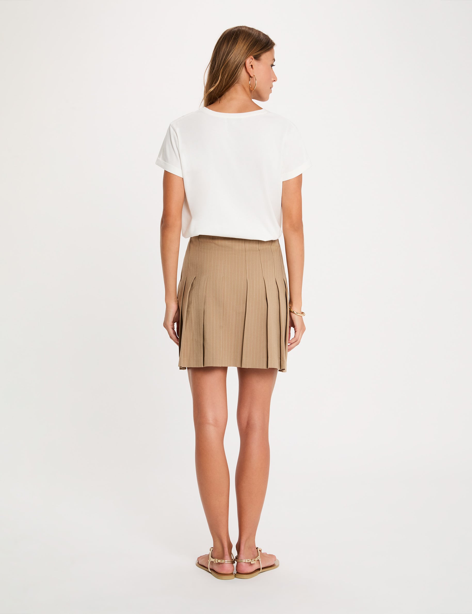 T-shirt col rond manches courtes blanc femme