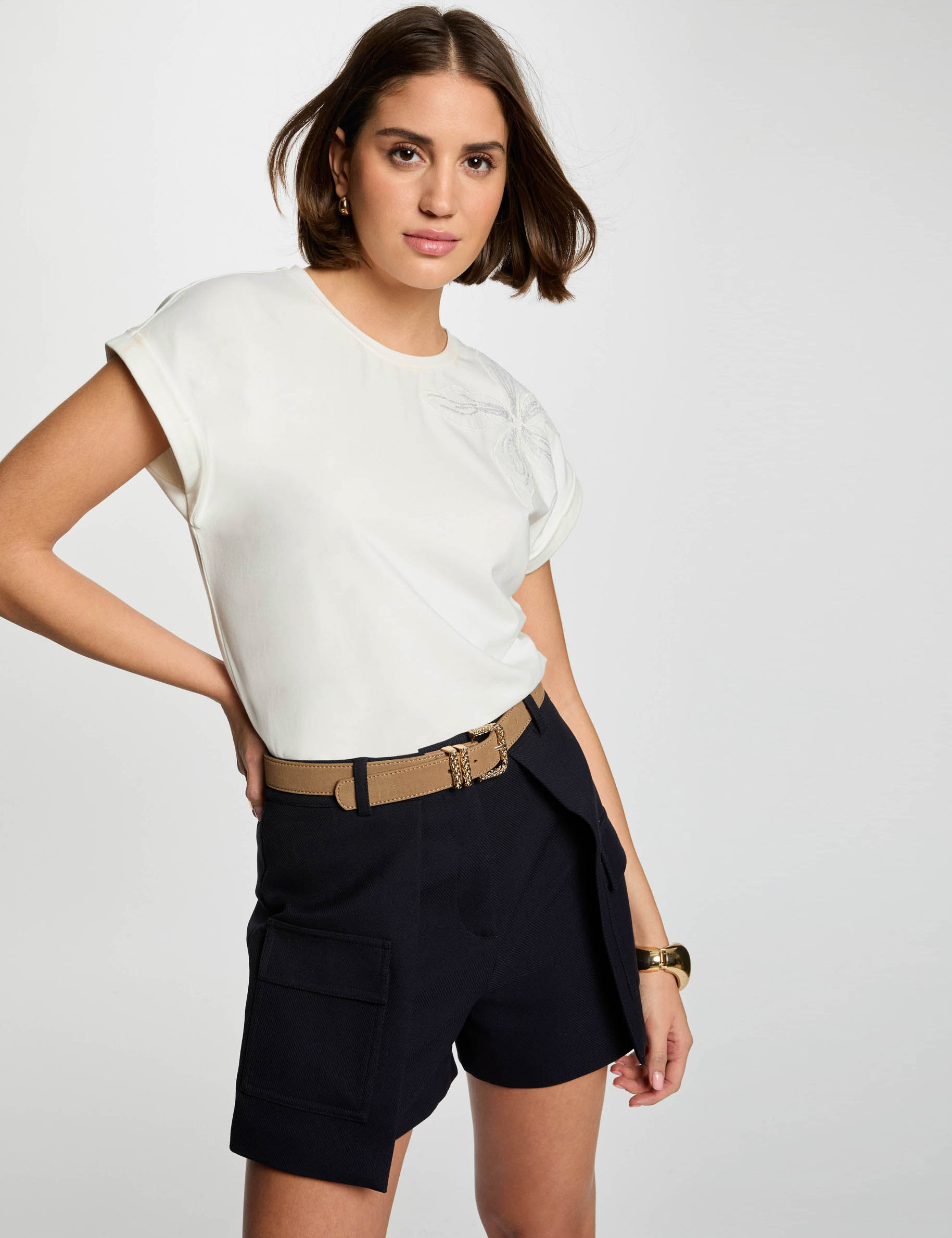t shirt manches courtes blanc femme T-shirt manches courtes blanc femme