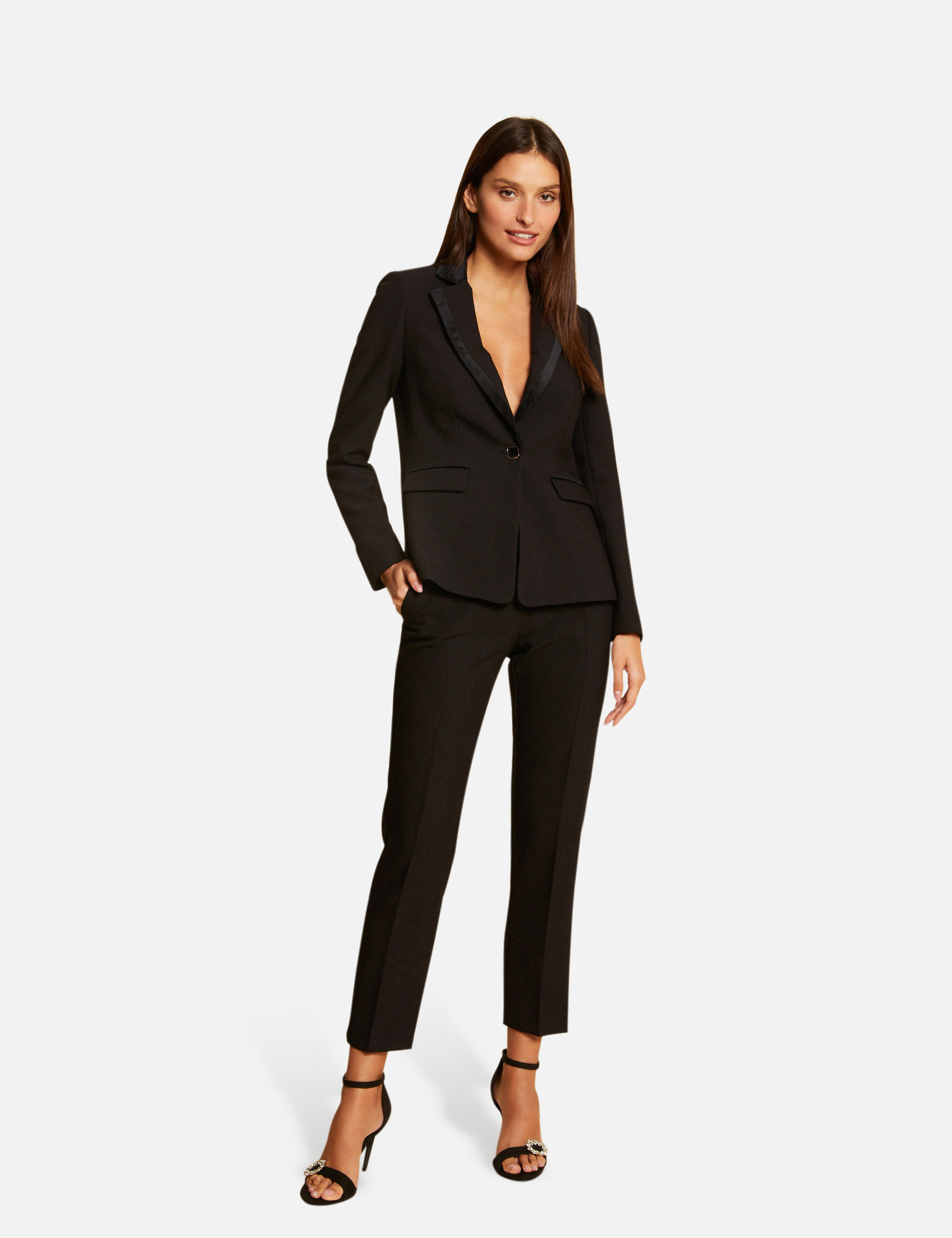 Veste tailleur cintrée détails velours noir femme Veste tailleur cintrée détails velours noir femme