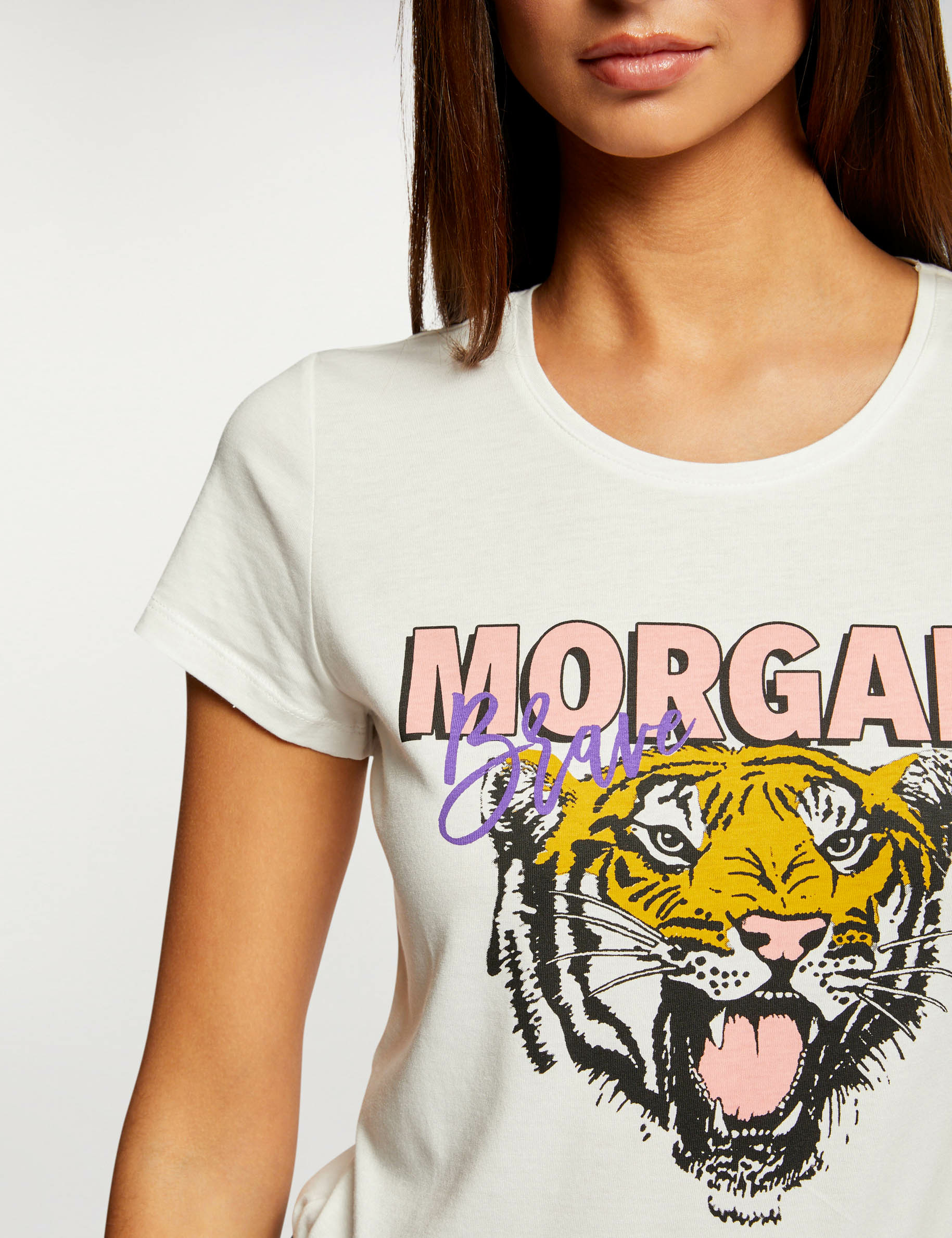 T-shirt à manches courtes ecru femme