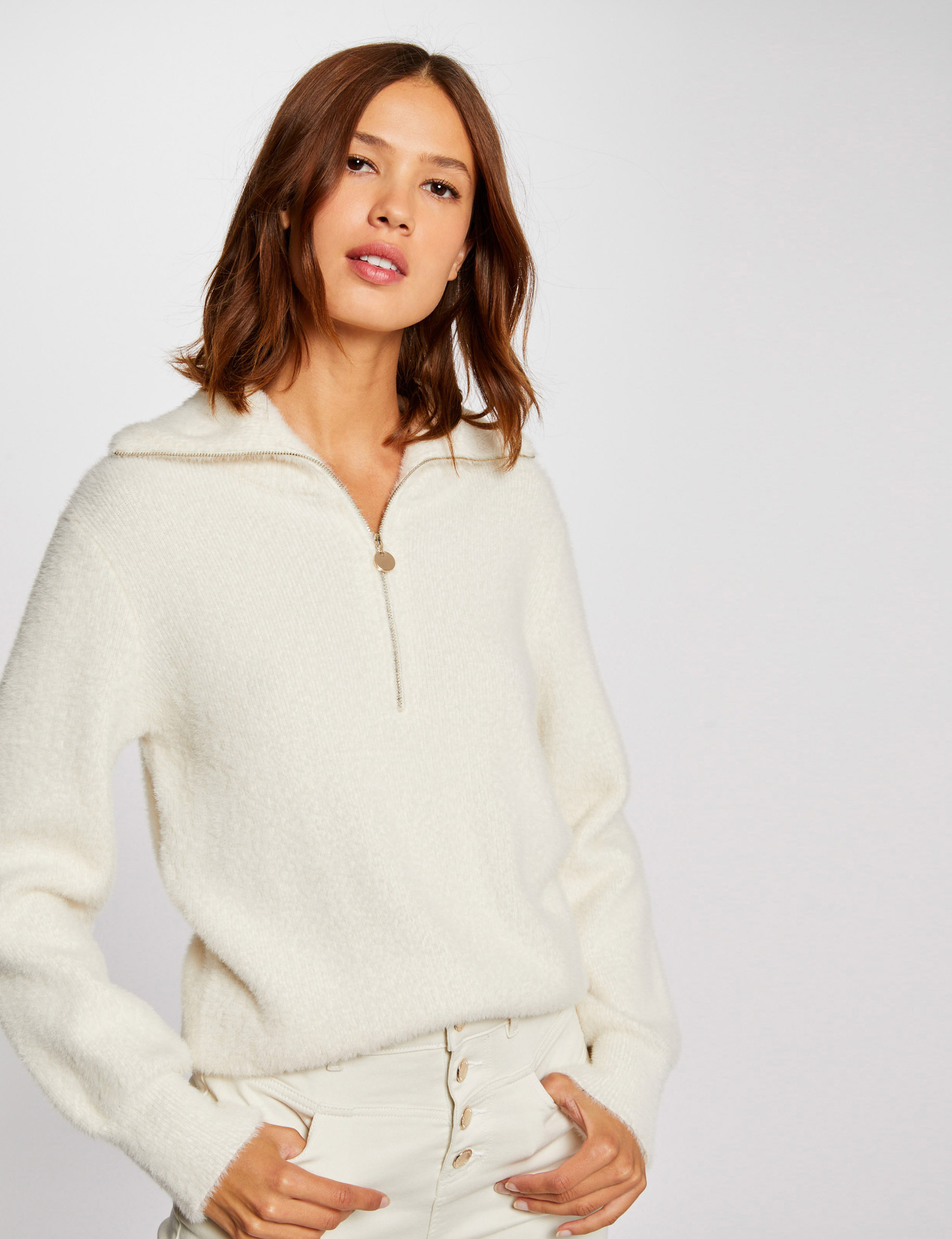 Pull zippé femme best sale