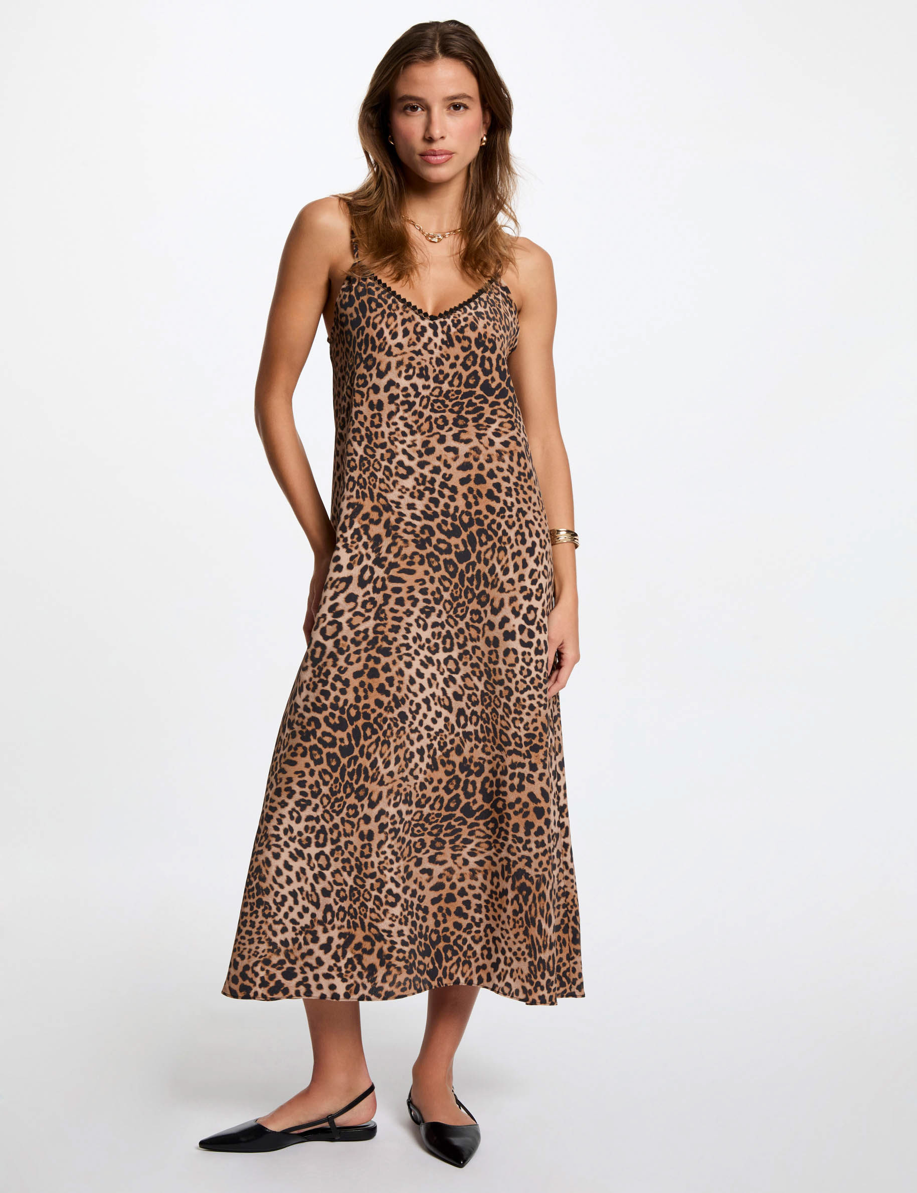 robe midi droite imprimee multicolore femme Robe midi droite imprimée multicolore femme