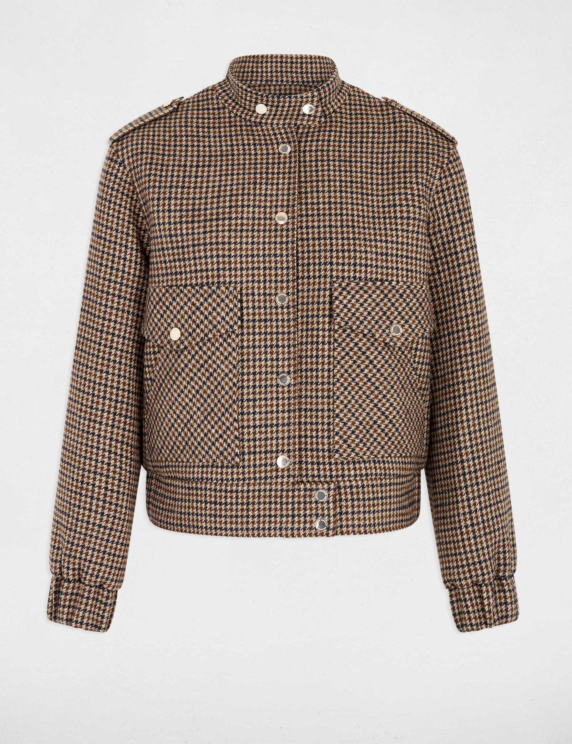 Blouson tweed col mao multicolore femme
