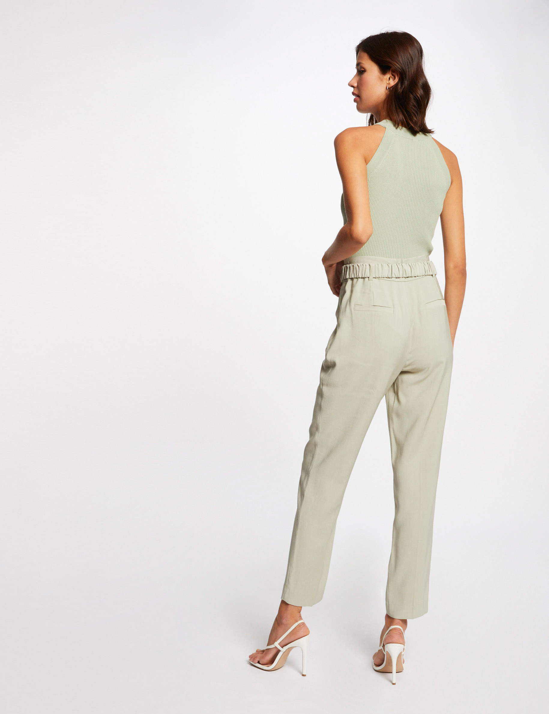 Pull débardeur avec encolure américaine vert clair femme Pull débardeur avec encolure américaine vert clair femme