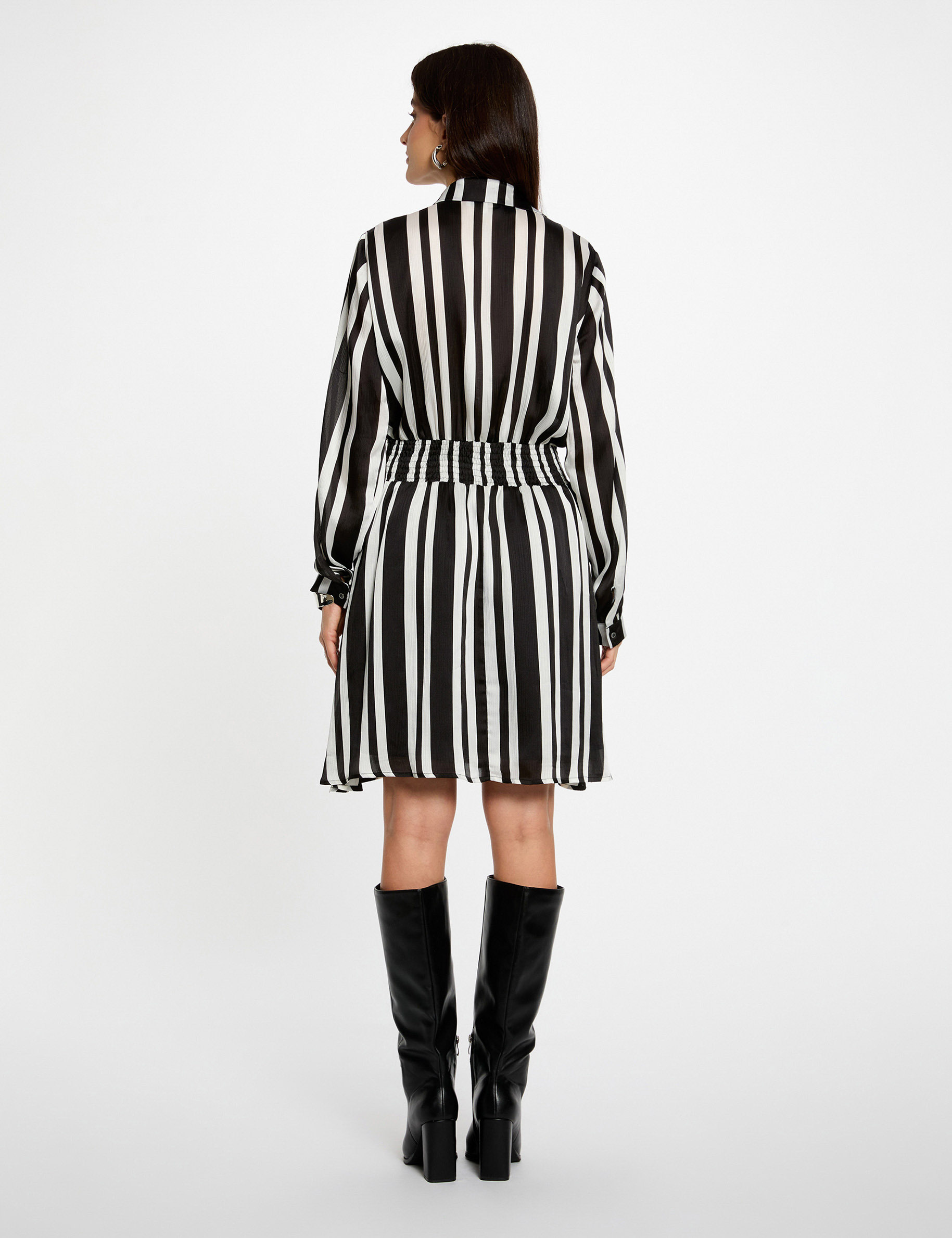 Robe droite ray&eacute;e asym&eacute;trique multicolore femme