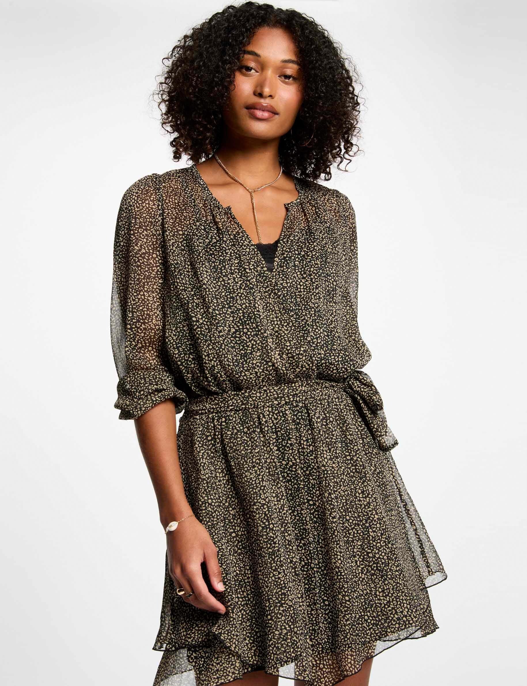 robe courte evasee imprimee multicolore femme Robe courte évasée imprimée multicolore femme