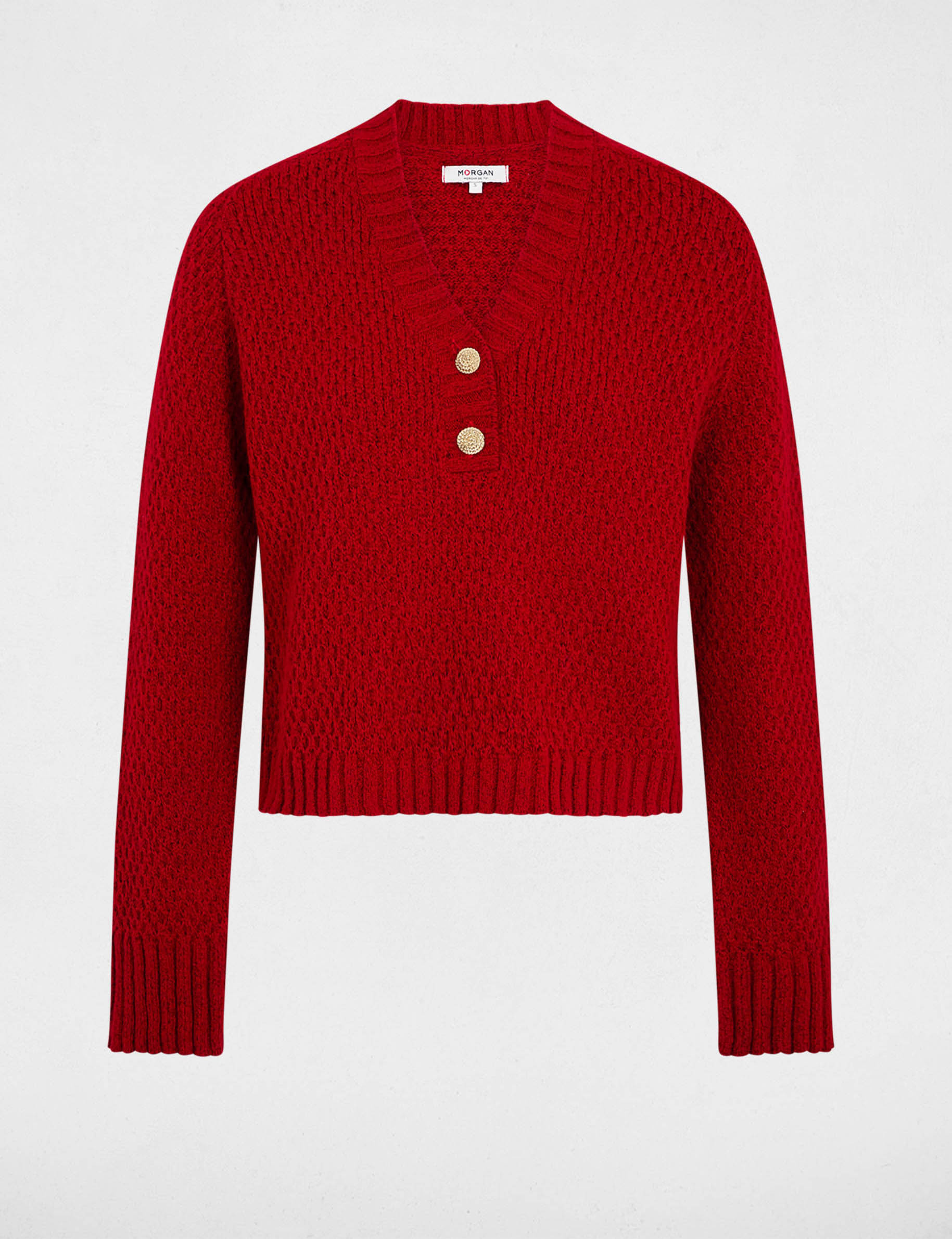 Pull col v rouge femme | Morgan