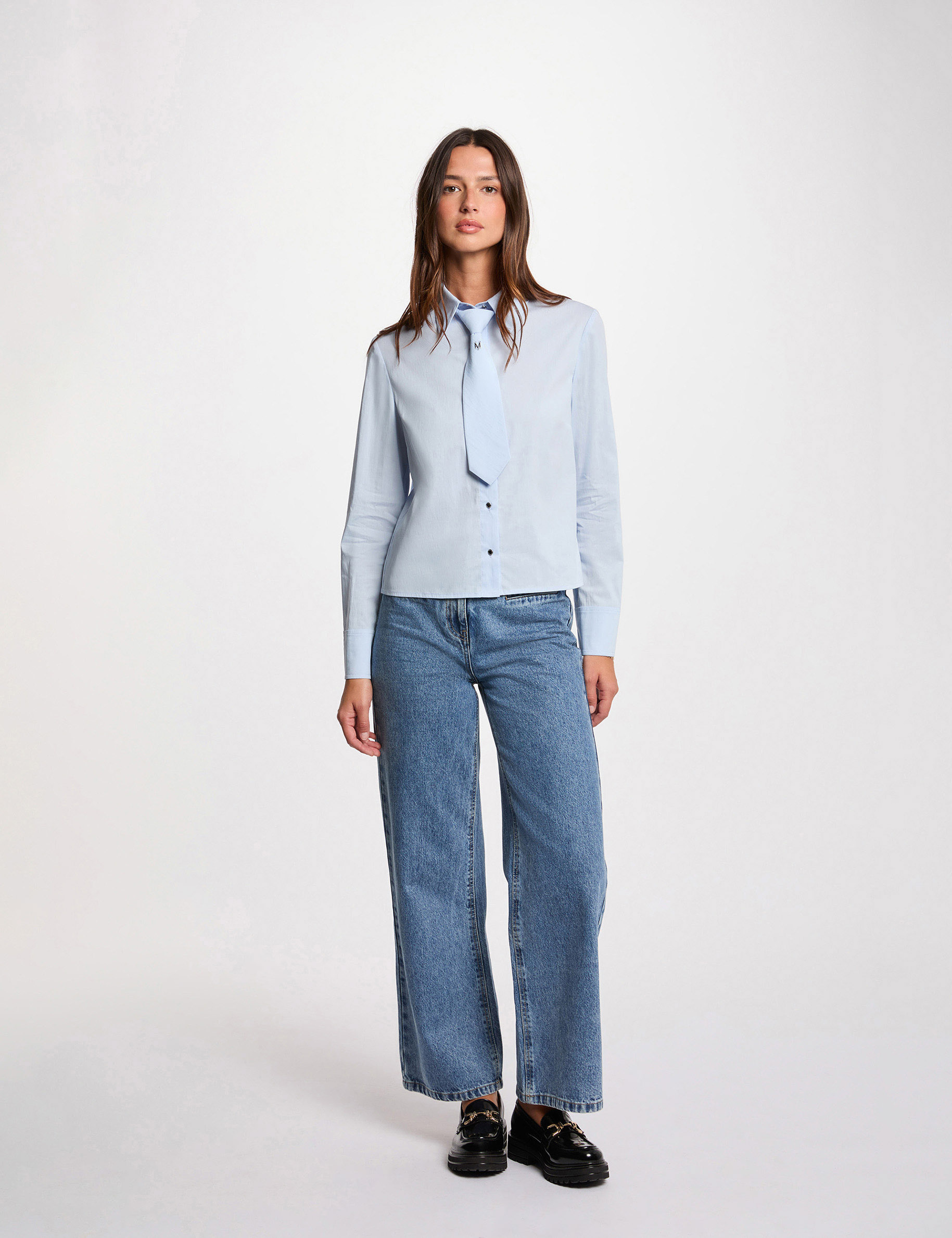 chemise manches longues bleu ciel femme Chemise manches longues bleu ciel femme