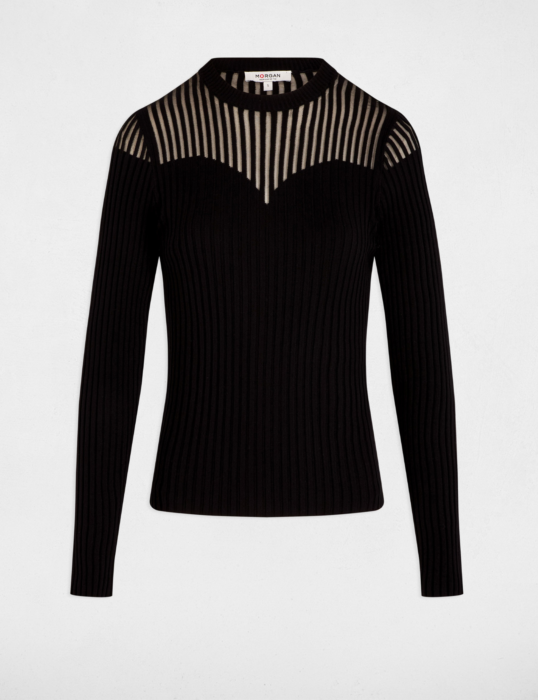 Pull noir cintr&eacute; noir femme