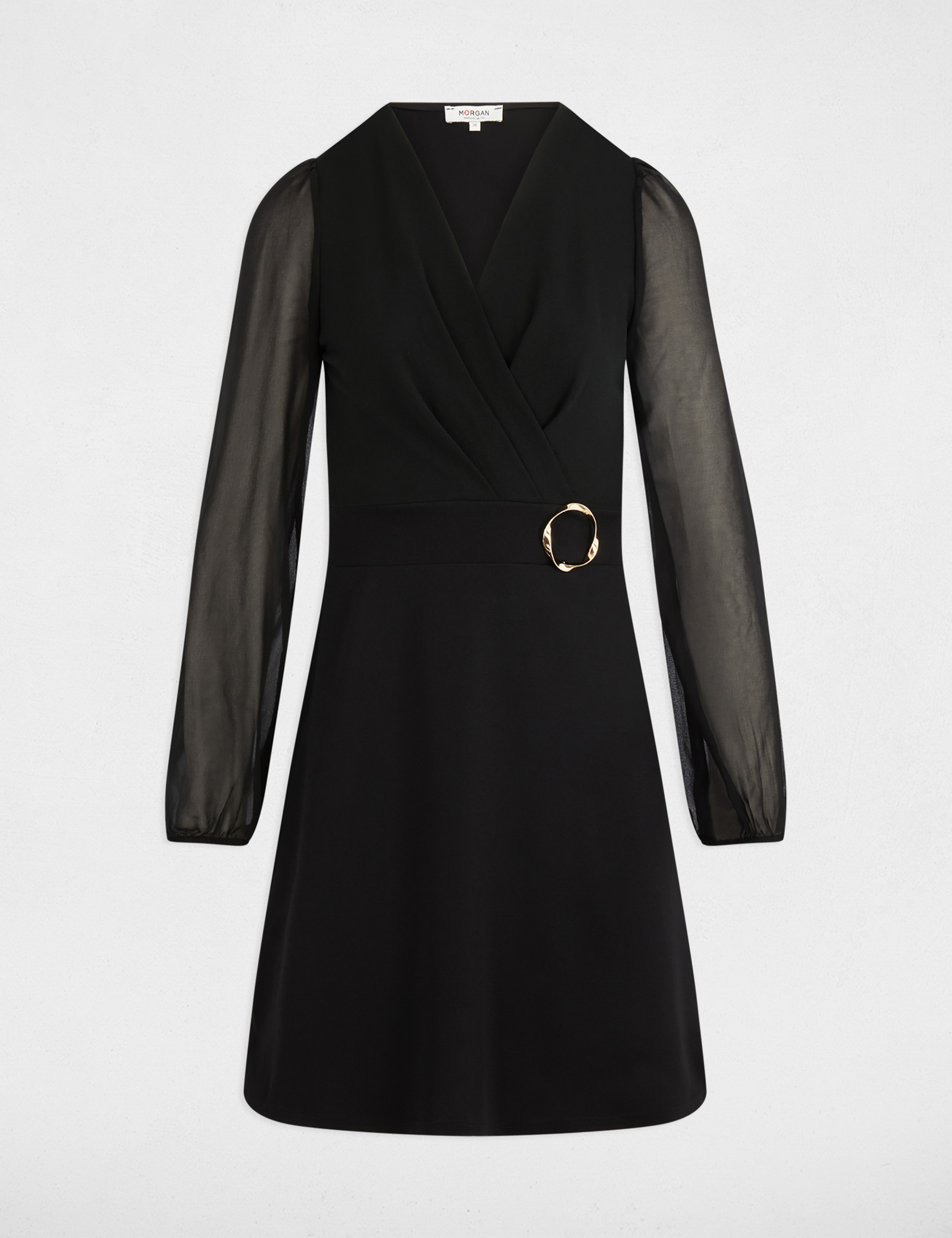 Robe courte voile noir femme Morgan