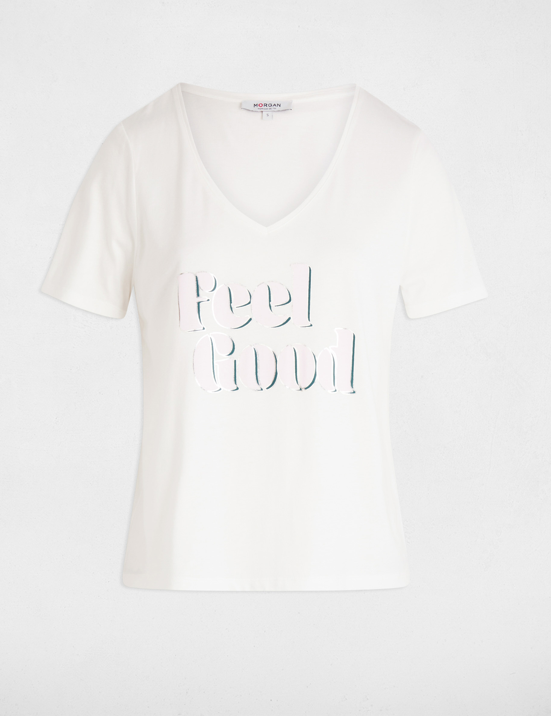 T-shirt &agrave; inscription blanc femme