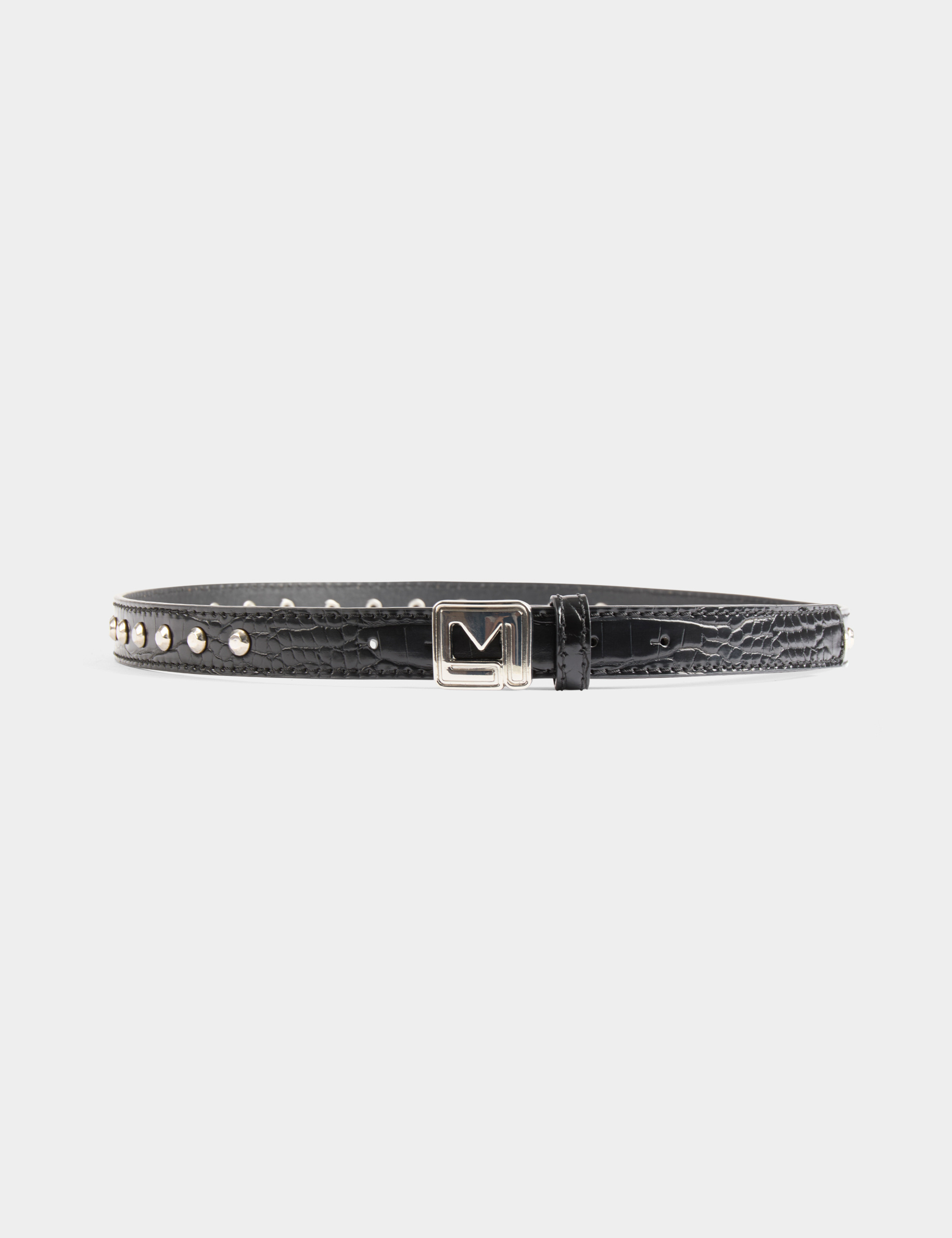 ceinture croco et clous noir femme Ceinture croco et clous noir femme