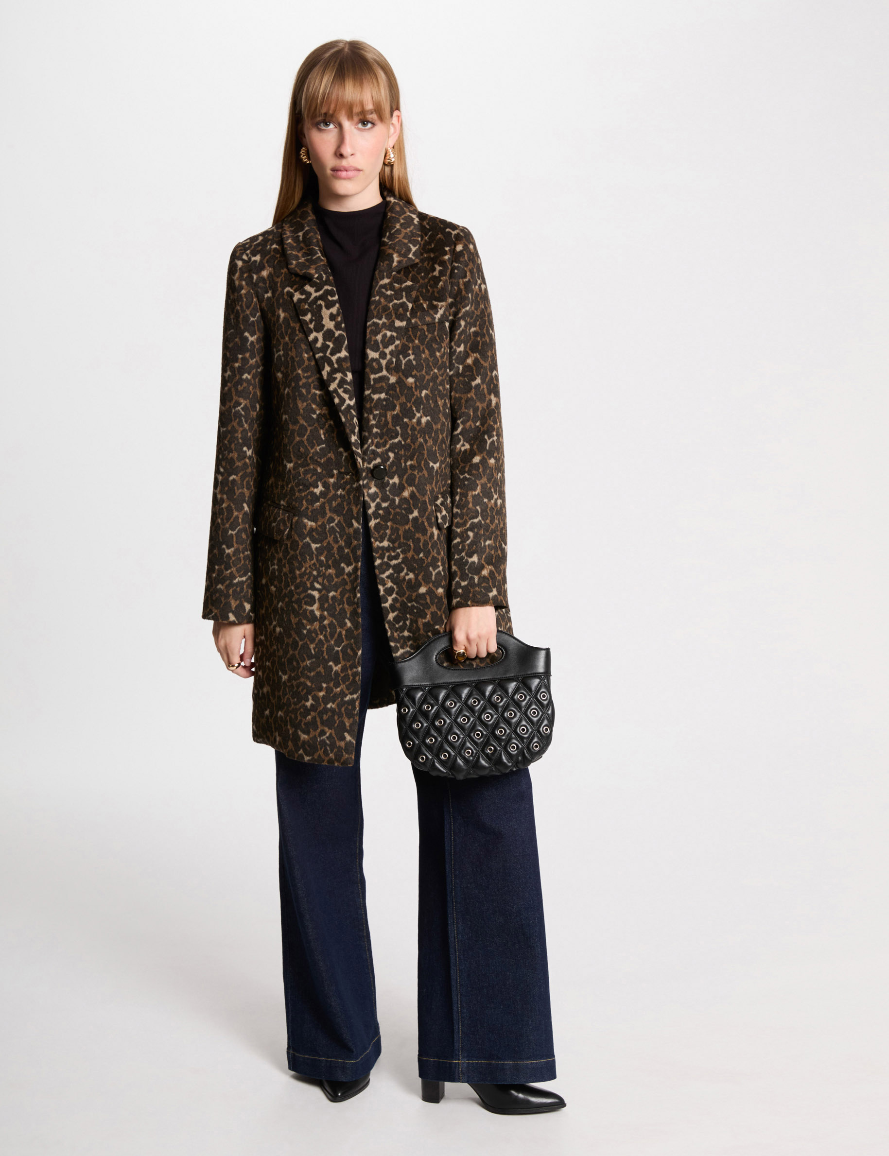 manteau long imprime leopard multicolore femme Manteau long imprimé léopard multicolore femme