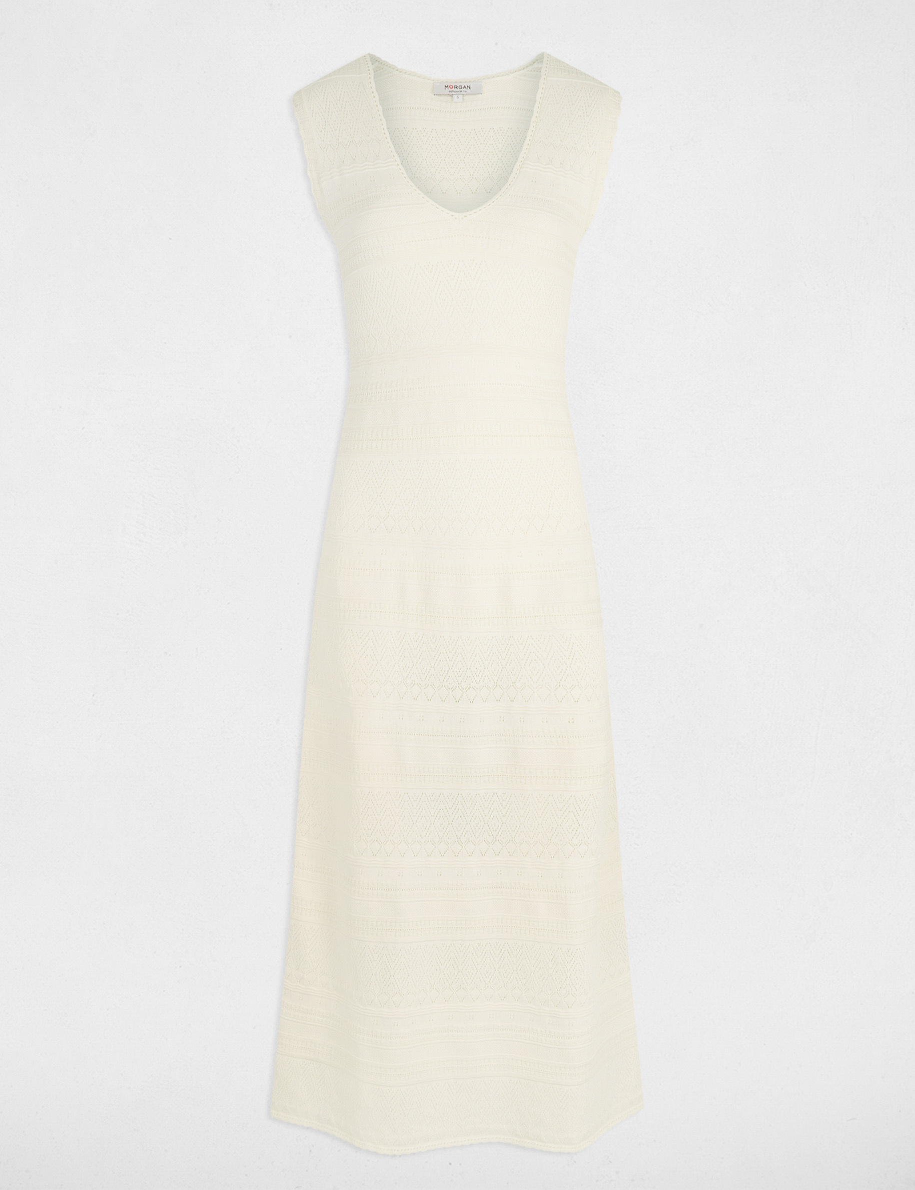 robe tricot longue ajustee ivoire femme Robe tricot longue ajustée ivoire femme