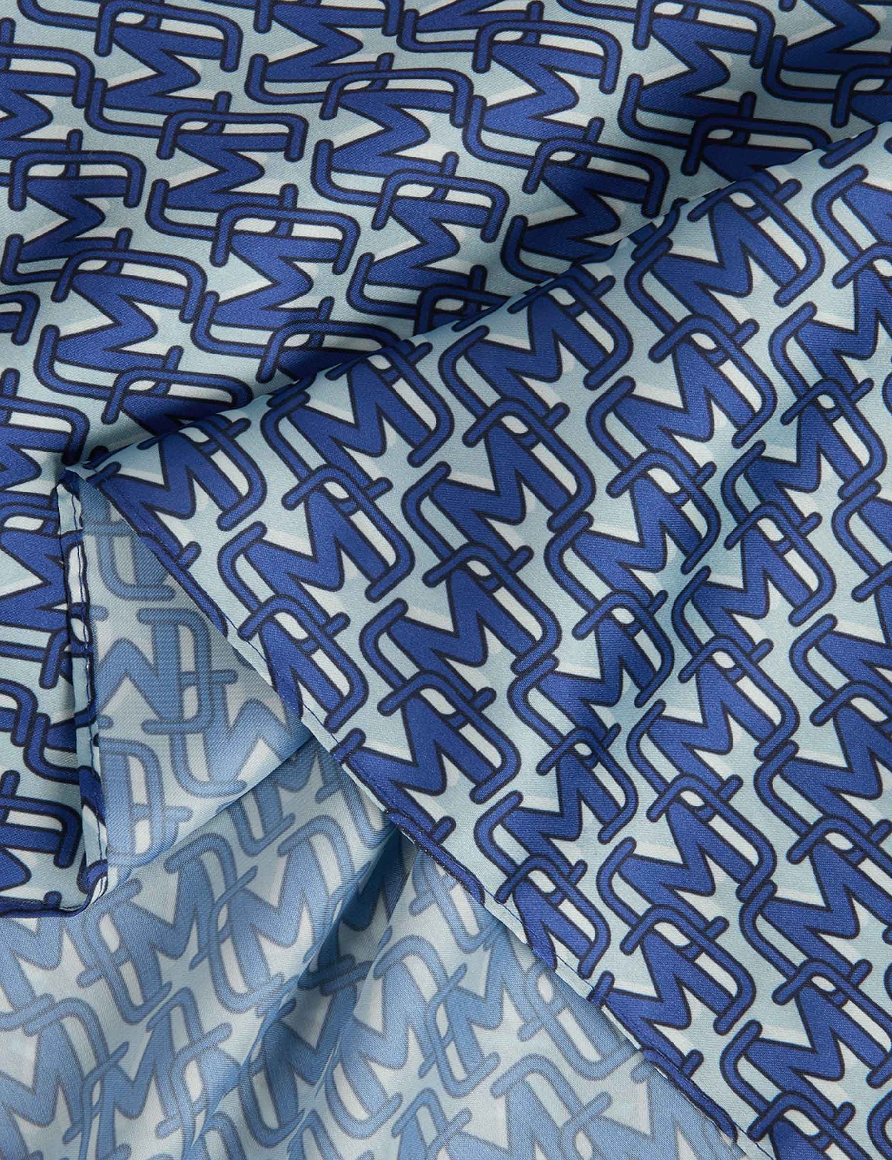 foulard satin imprime bleu femme Foulard satin imprimé bleu femme