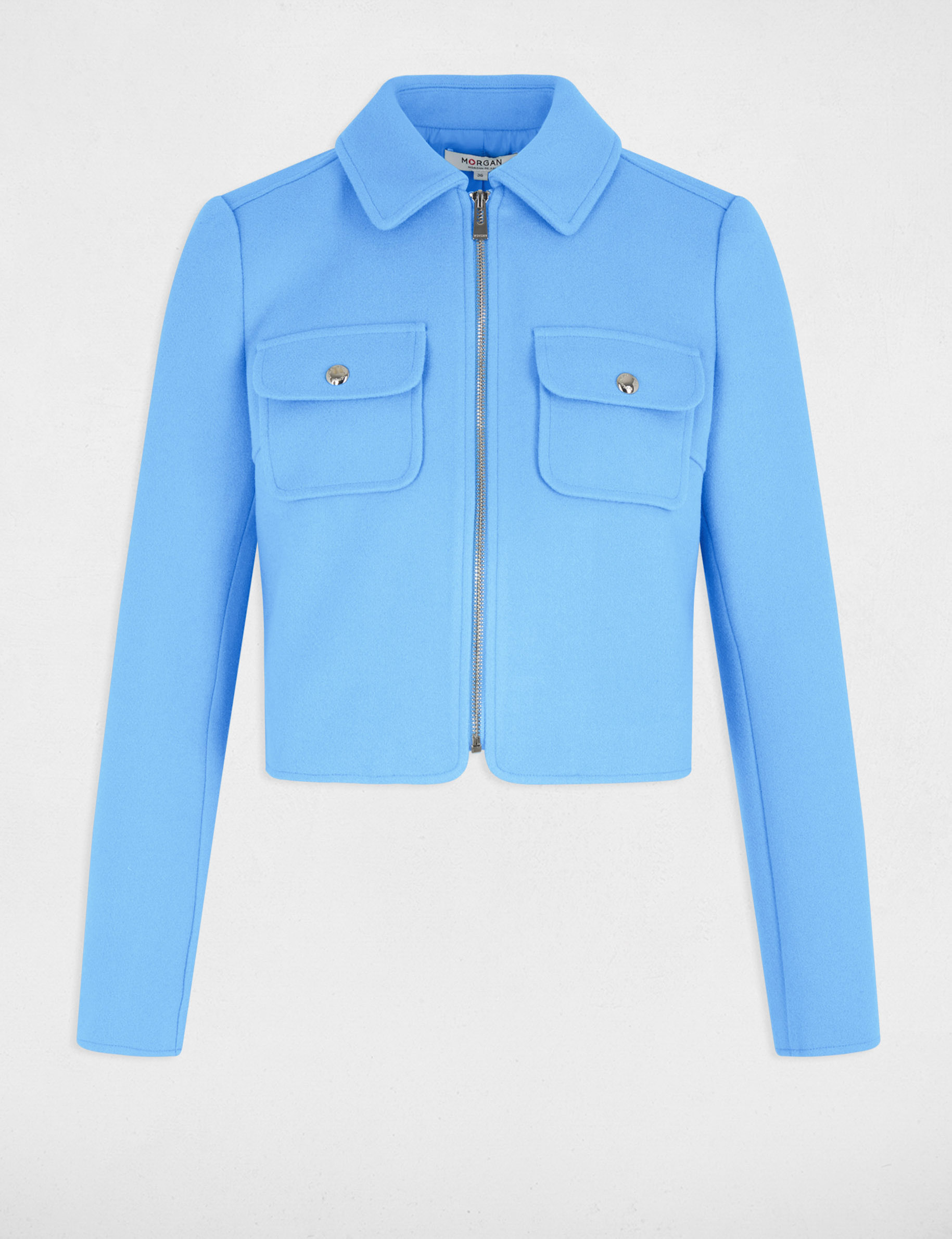 veste courte zippee bleu femme Veste courte zippée bleu femme