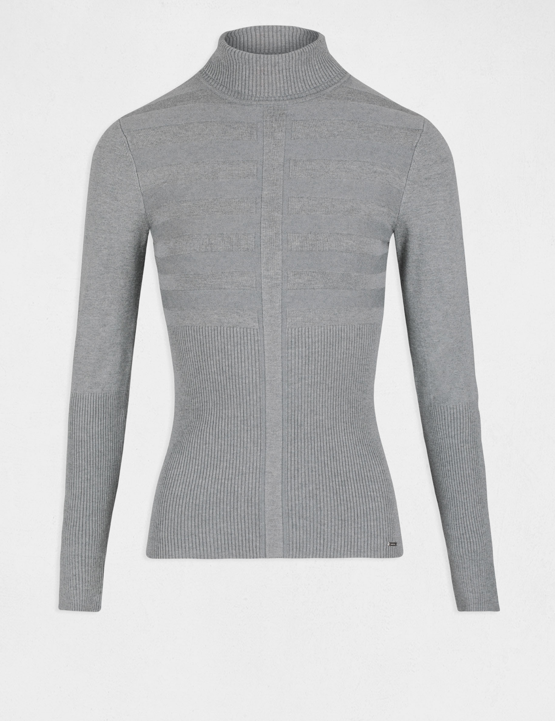 Pull manches longues col roulé gris anthracite femme Pull manches longues col roulé gris anthracite femme