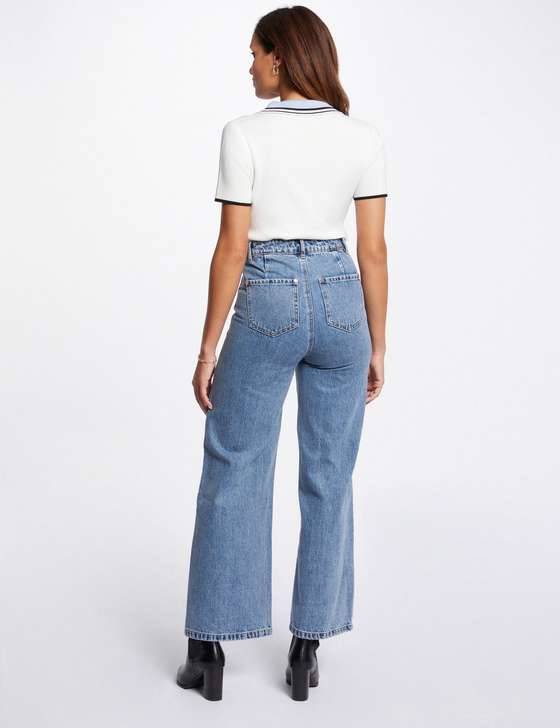 pull col polo manches courtes ivoire femme Pull col polo manches courtes ivoire femme