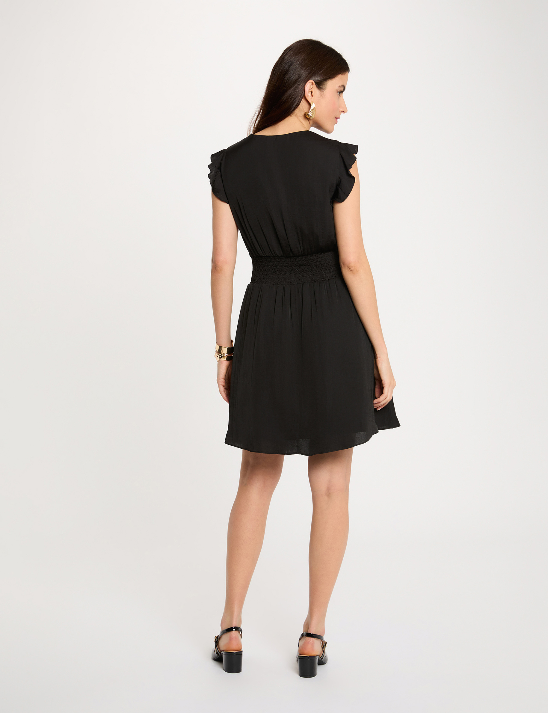 Robe courte fluide noir femme
