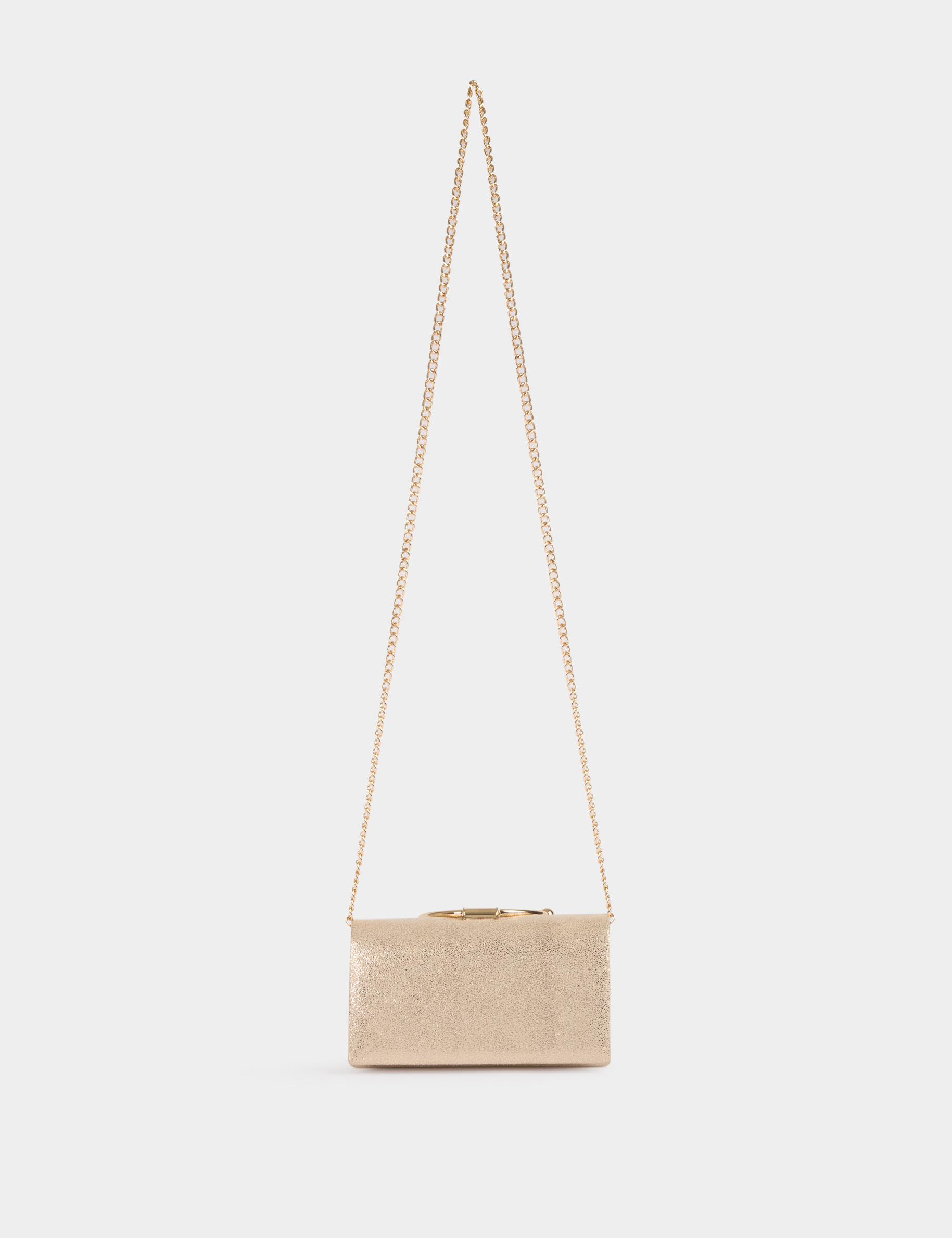 Sac pochette paillettes jaune or femme