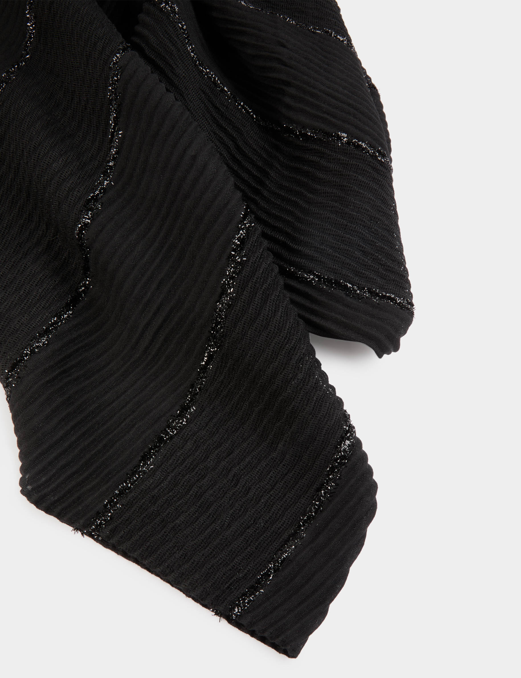 Foulard pliss&eacute; m&eacute;tallis&eacute; noir femme