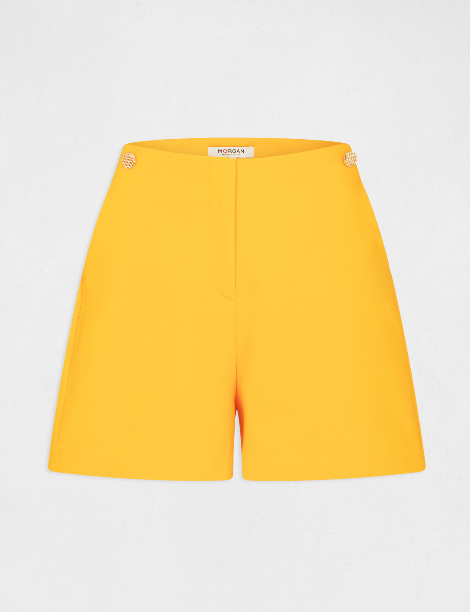 Short droit taille haute orange femme