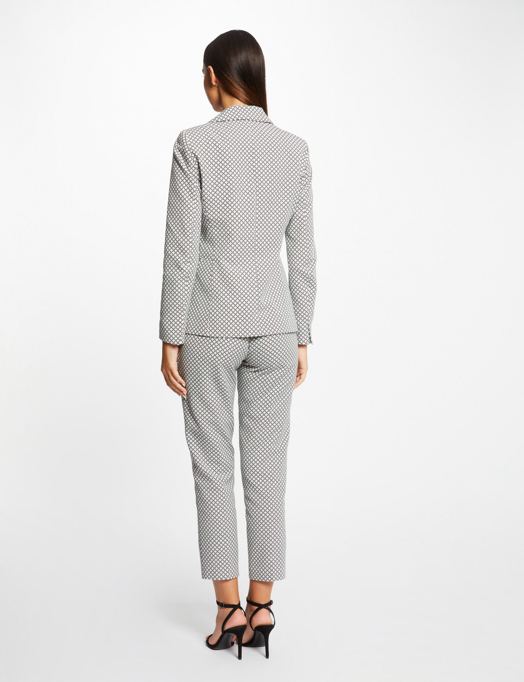 veste city cintree imprime geometrique ecru femme Veste city cintrée imprimé géométrique ecru femme