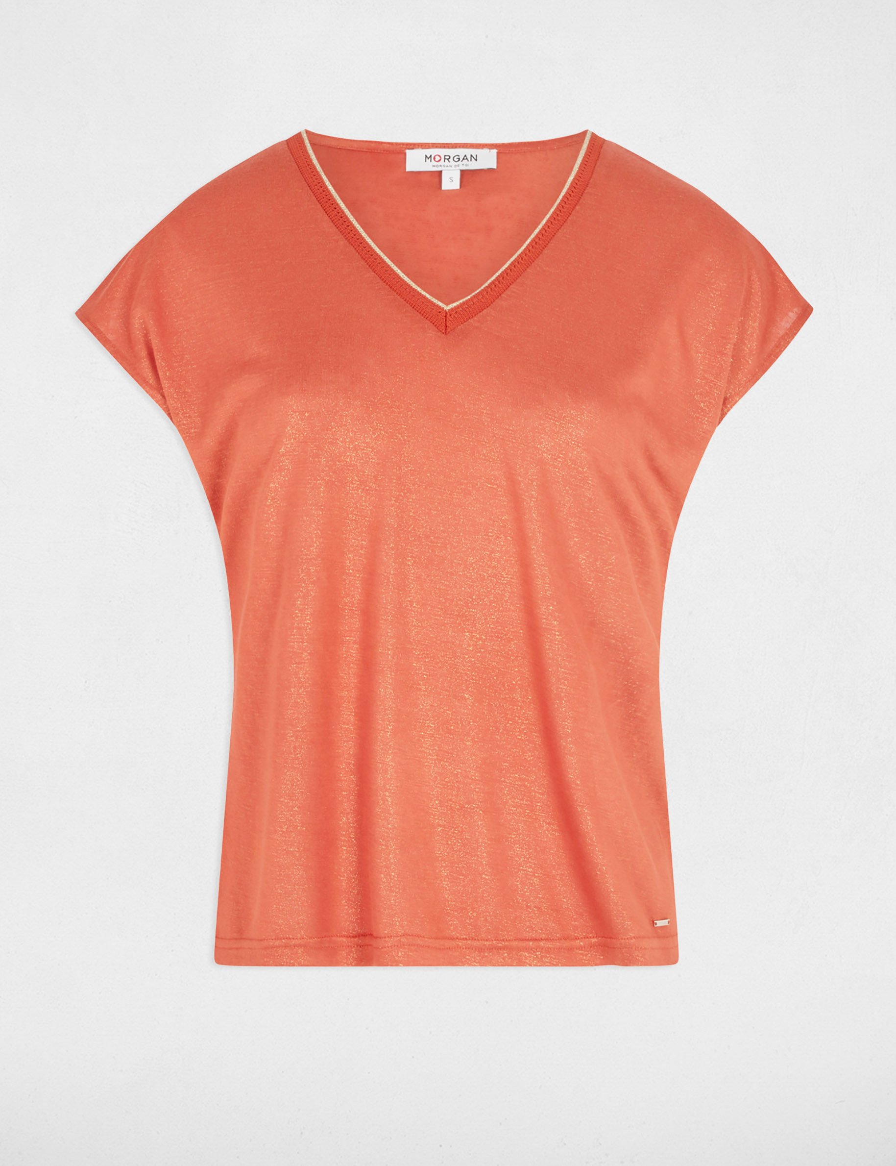 t shirt manches courtes orange fonce femme T-shirt manches courtes orange foncé femme